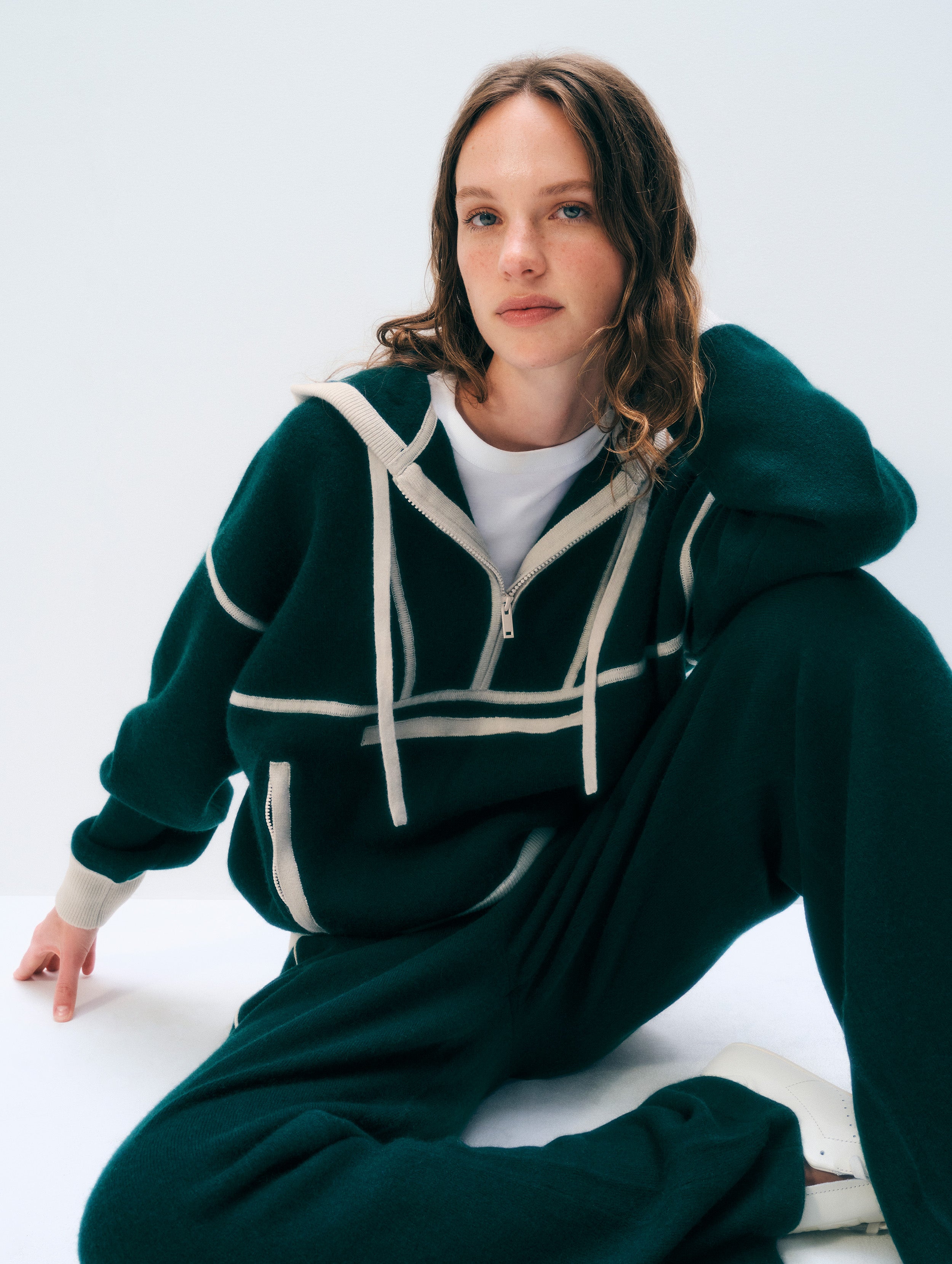 Cashmere Blend Half Zip Hoodie