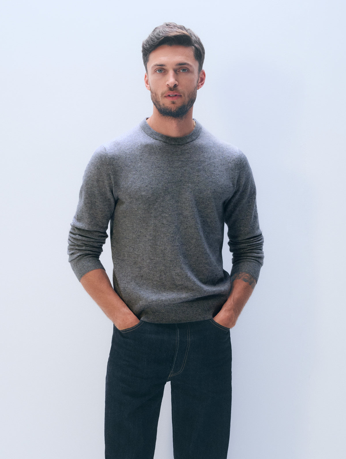Cashmere Crewneck | Graphite Heather