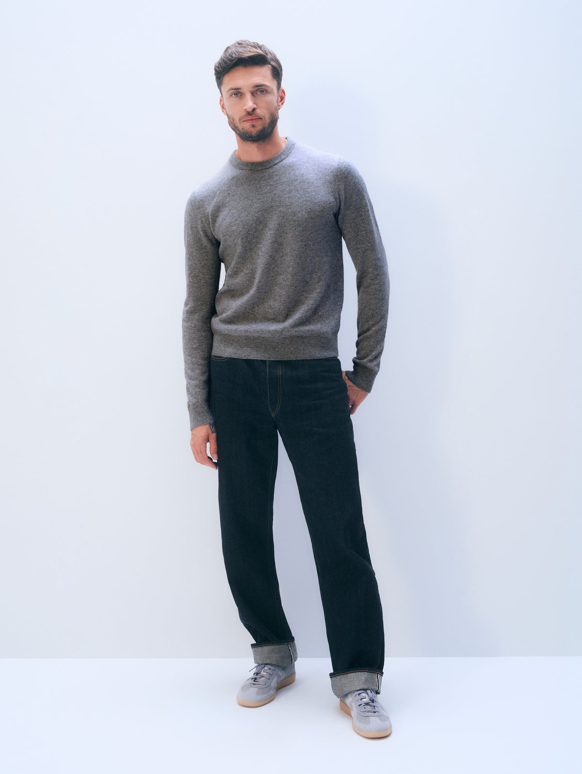 Cashmere Crewneck | Graphite Heather