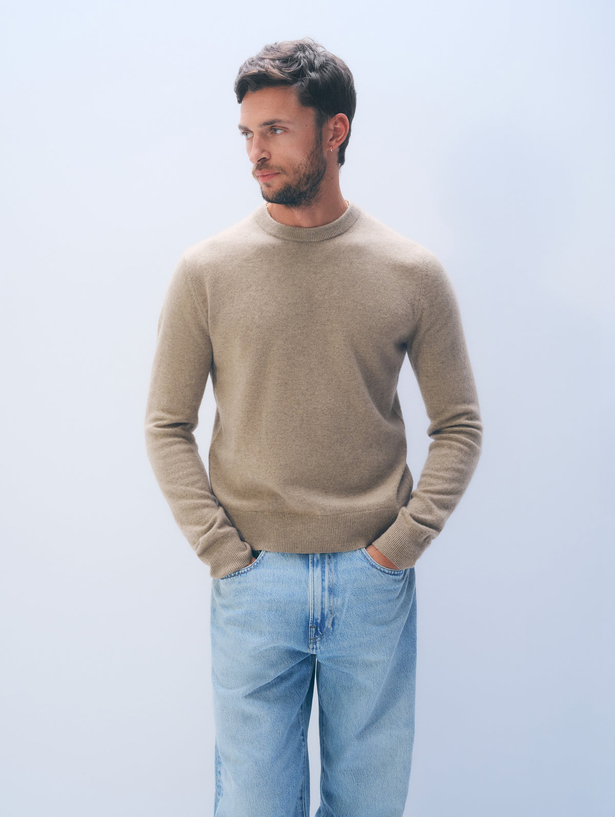 Cashmere Crewneck | Taupe Heather