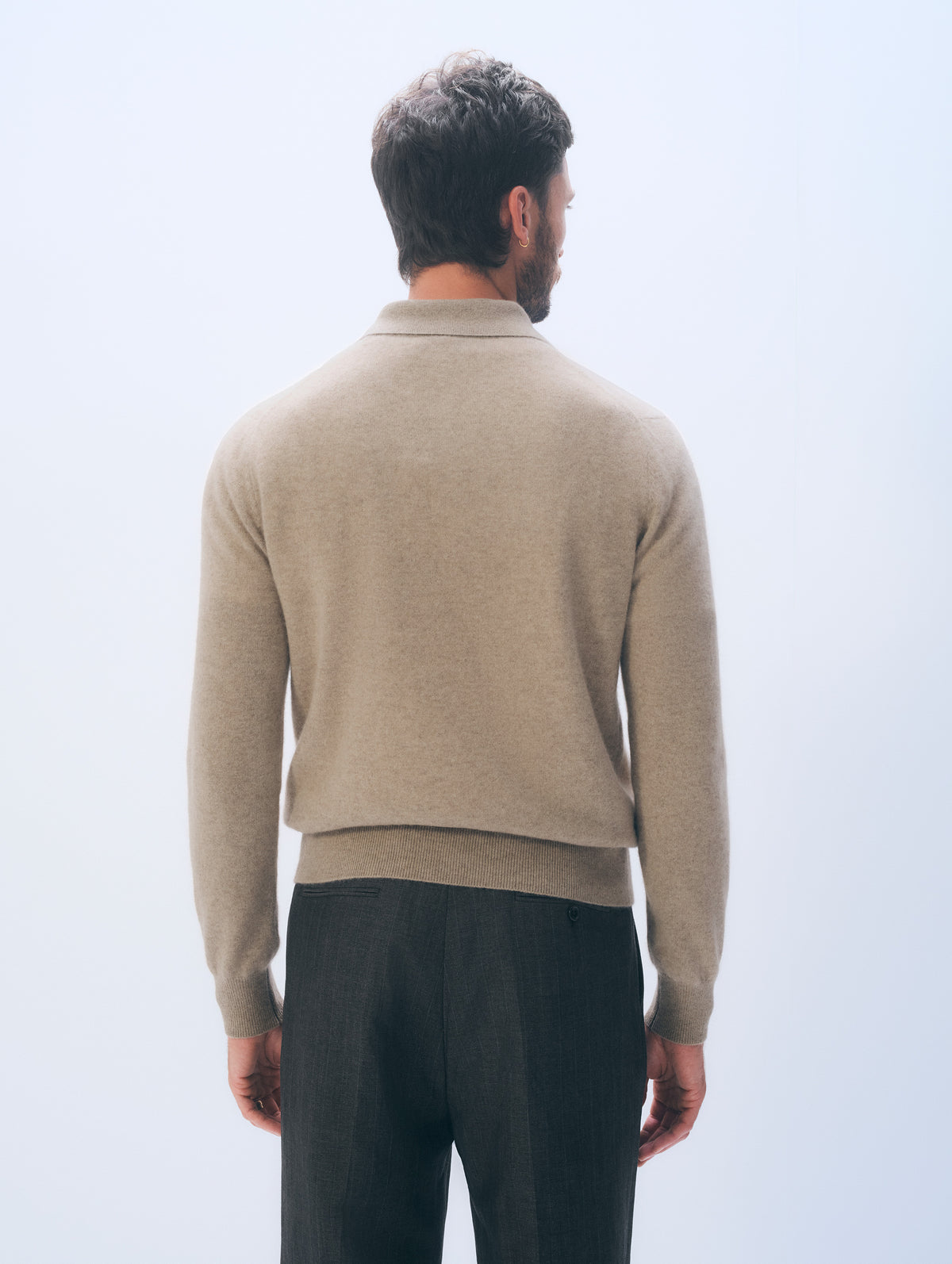 Cashmere Polo | Taupe Heather