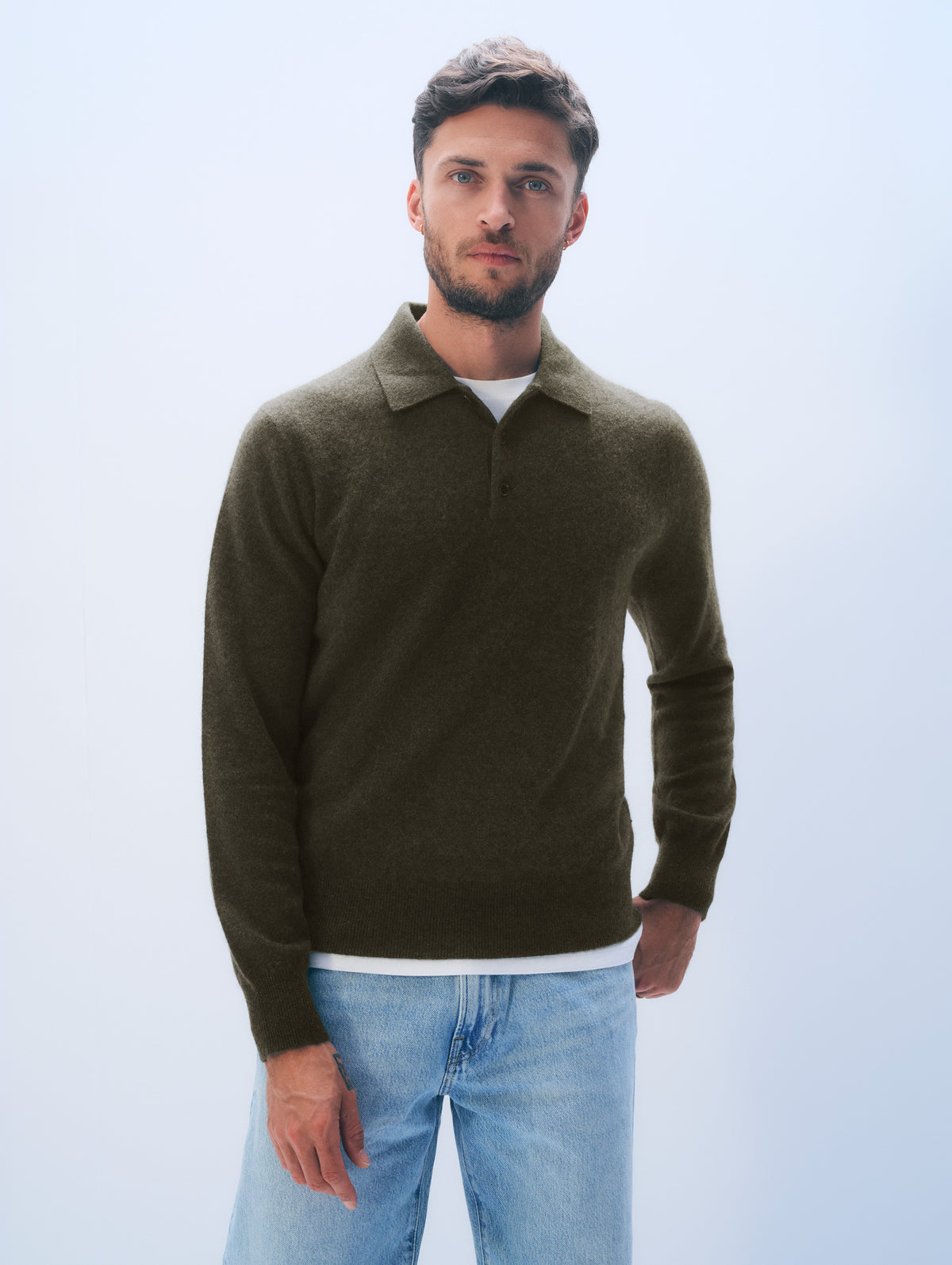 Cashmere Polo | Thyme Heather