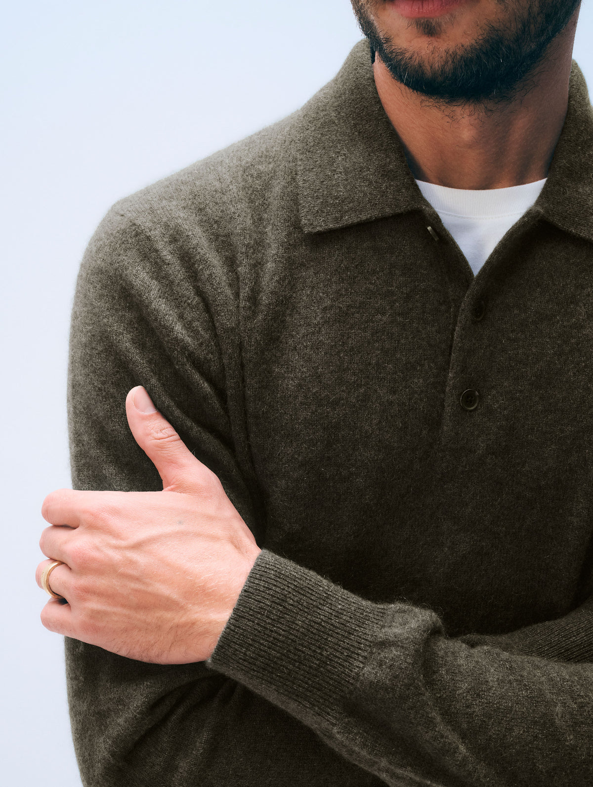 Cashmere Polo | Thyme Heather