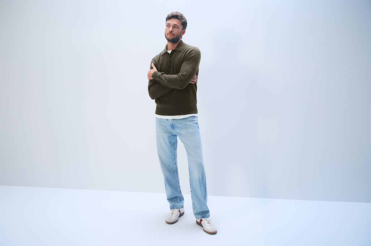 Cashmere Polo | Thyme Heather