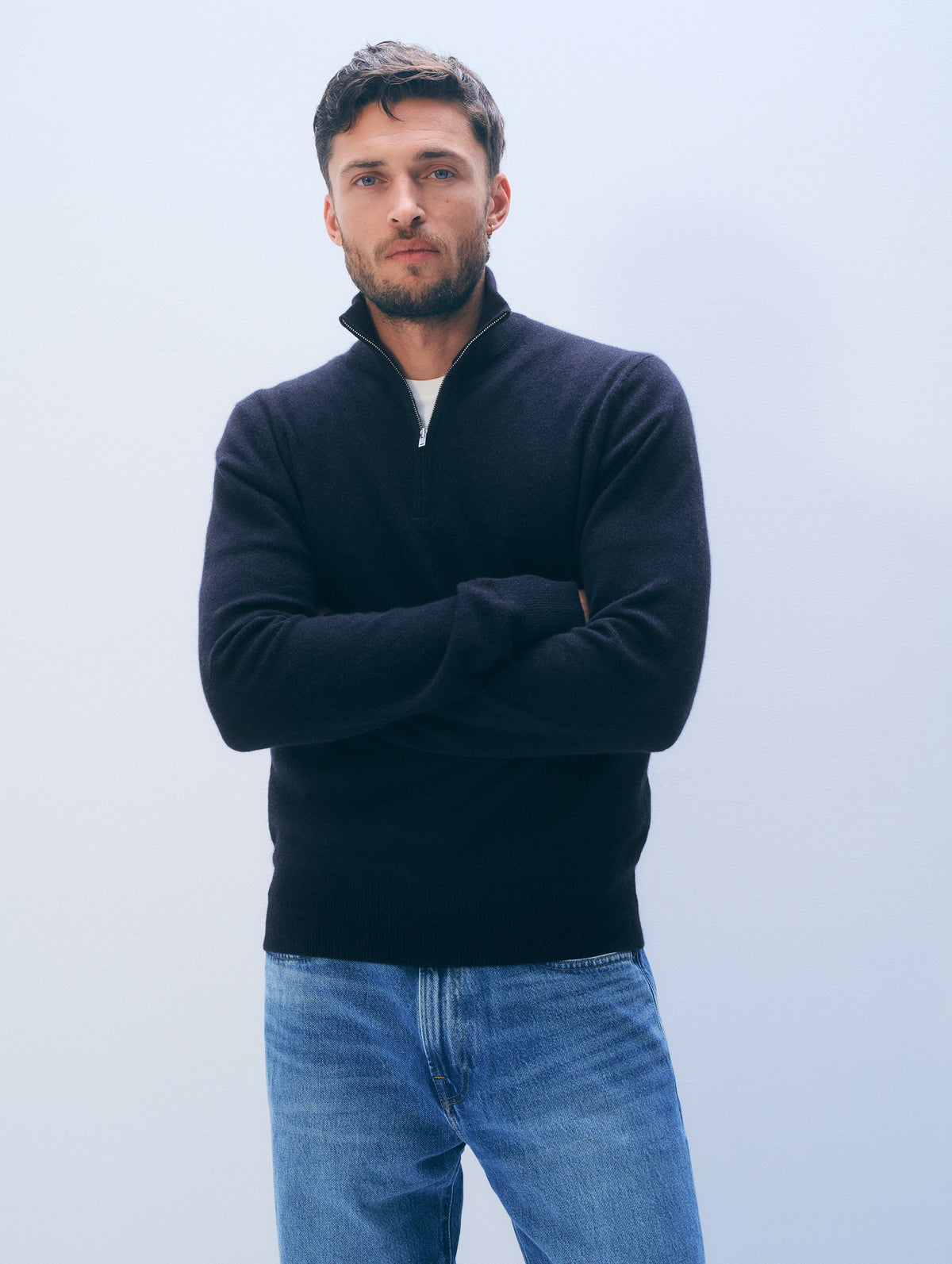 Cashmere Quarter Zip | Deep Navy