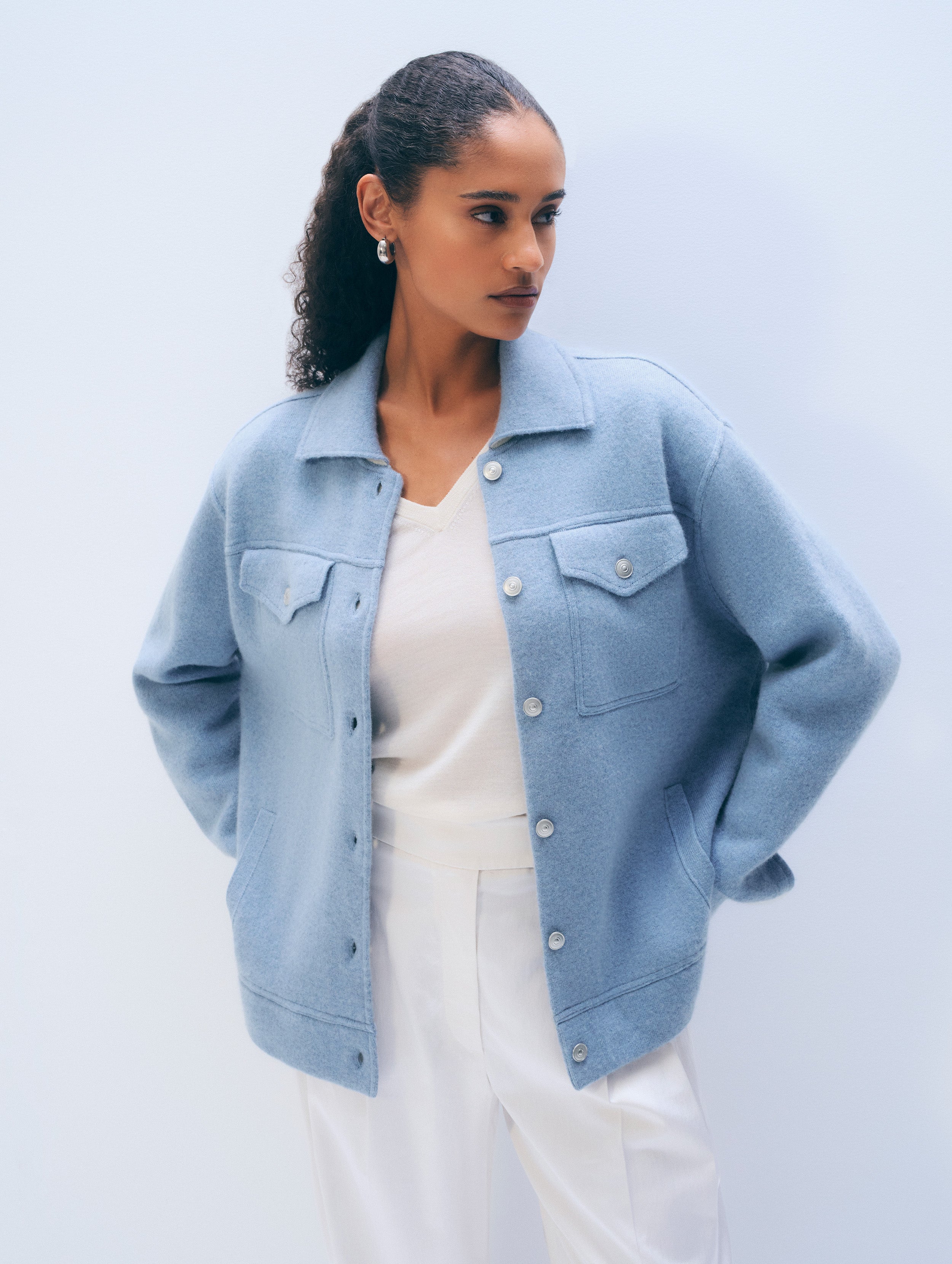 Cashmere Blend Chore Jacket | Soft Indigo