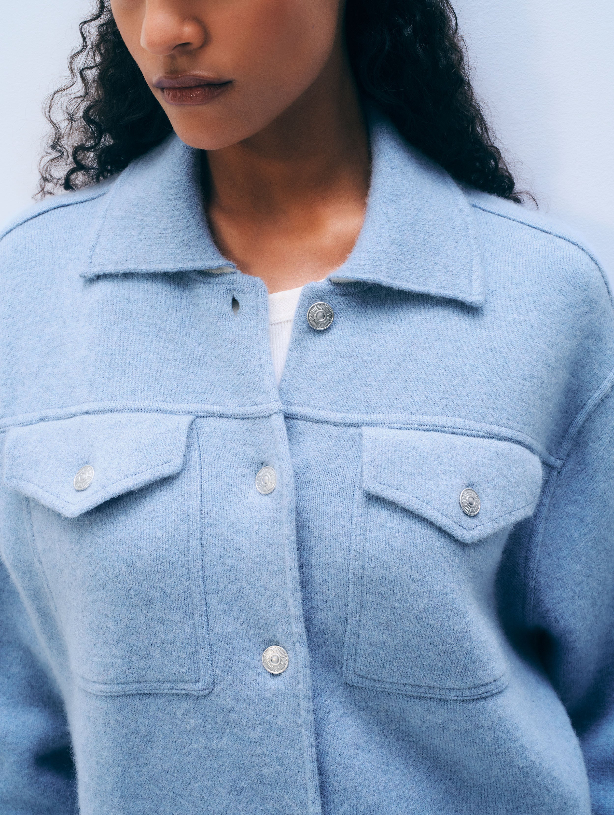Cashmere Blend Chore Jacket | Soft Indigo