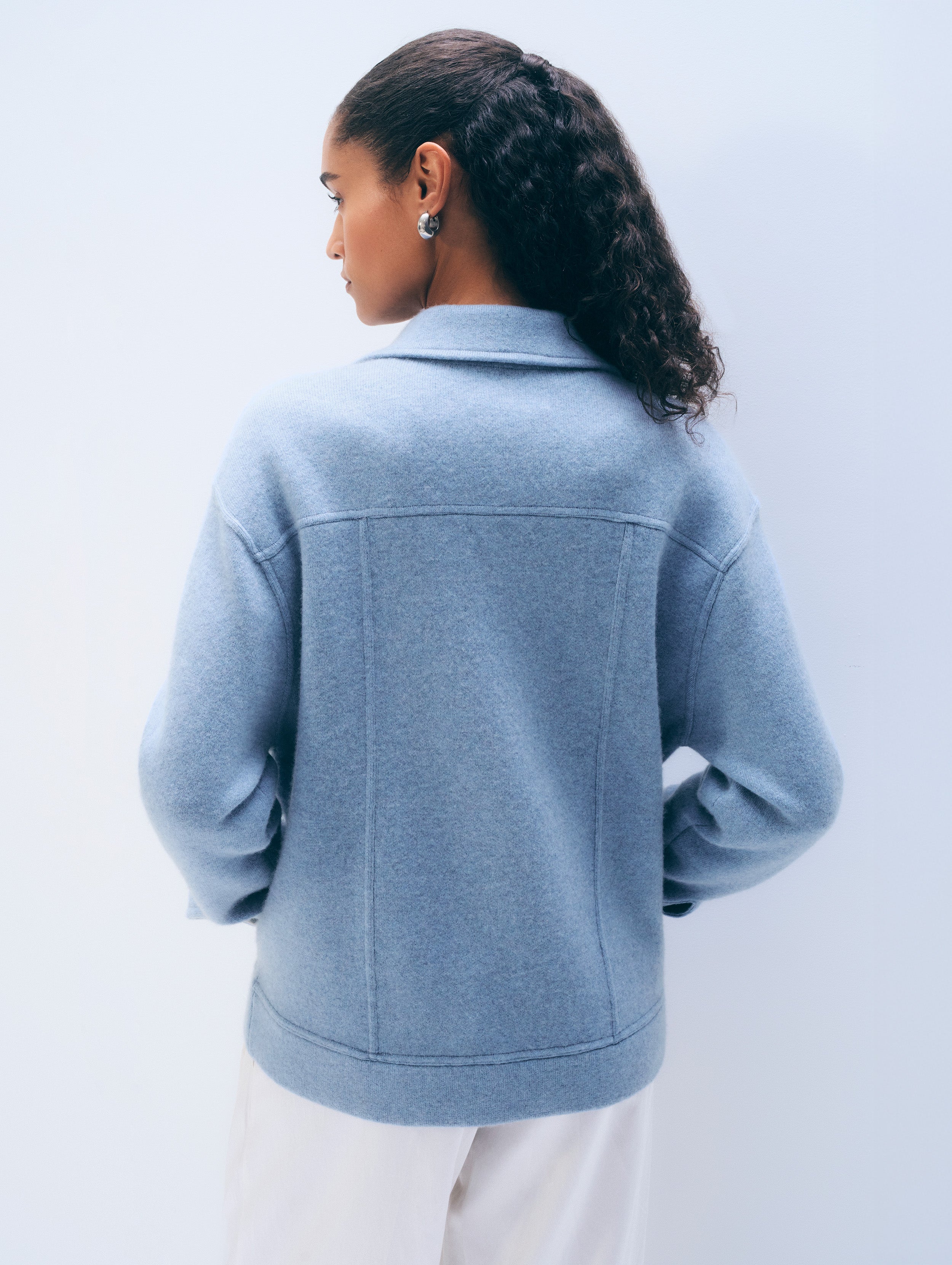 Cashmere Blend Chore Jacket | Soft Indigo