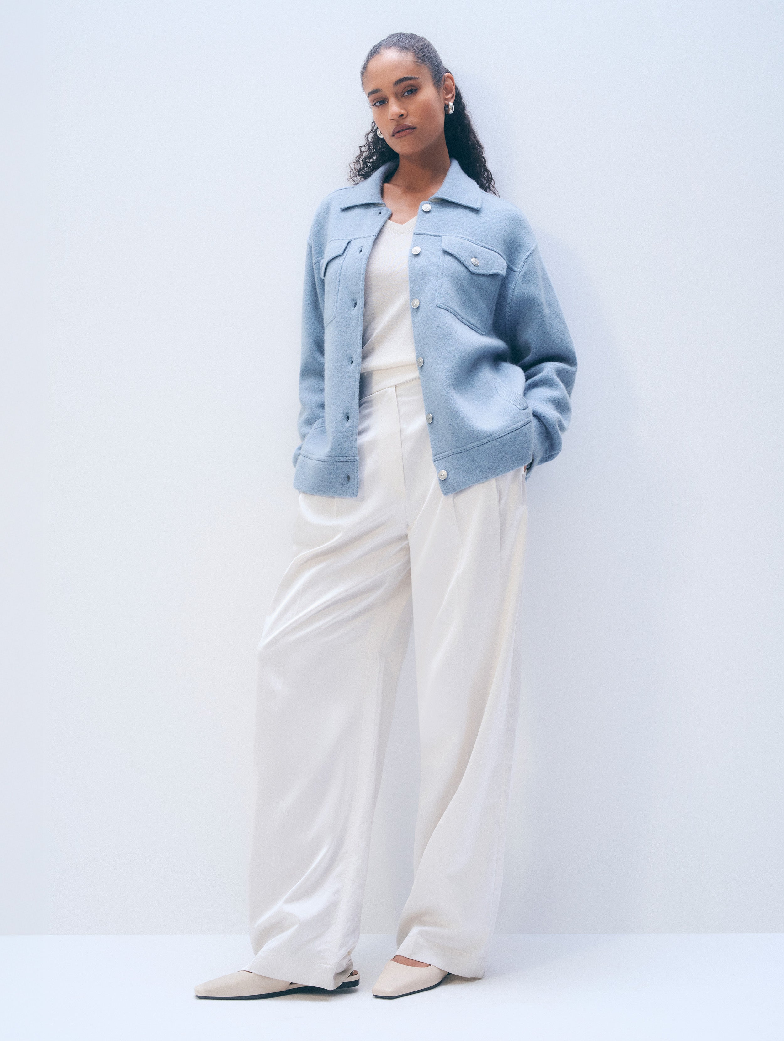 Cashmere Blend Chore Jacket | Soft Indigo
