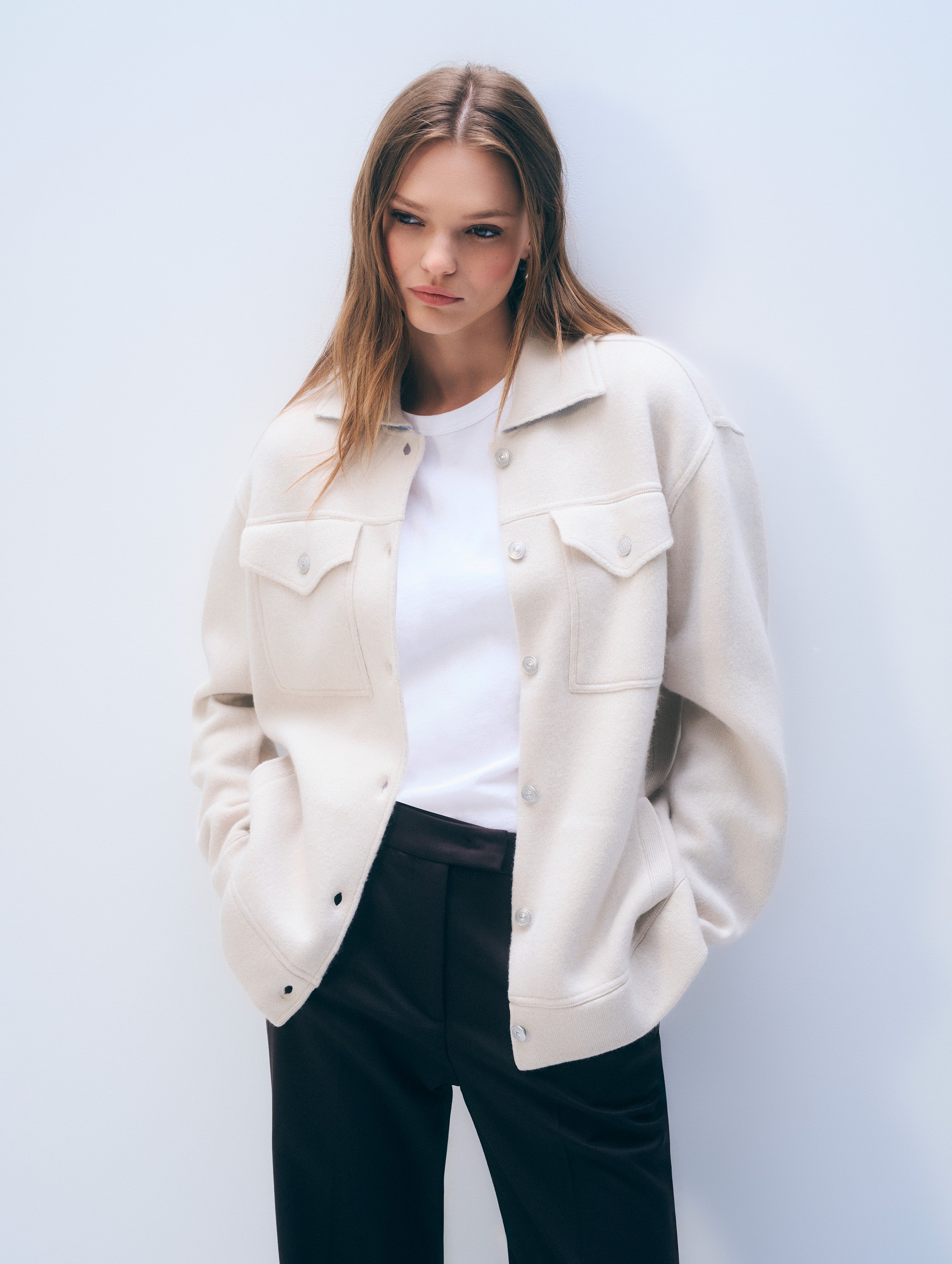 Cashmere Blend Chore Jacket | Ivory