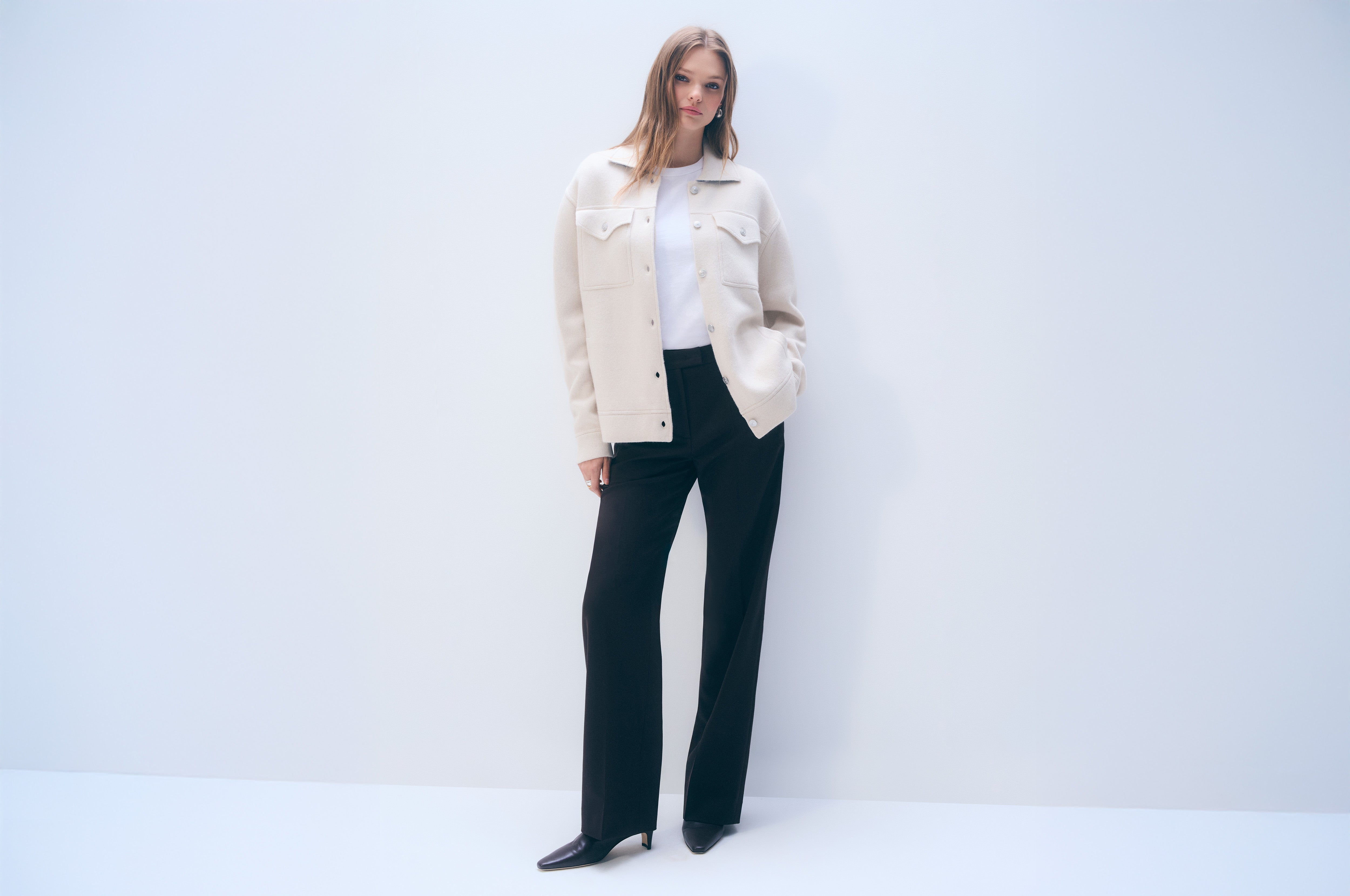 Cashmere Blend Chore Jacket | Ivory