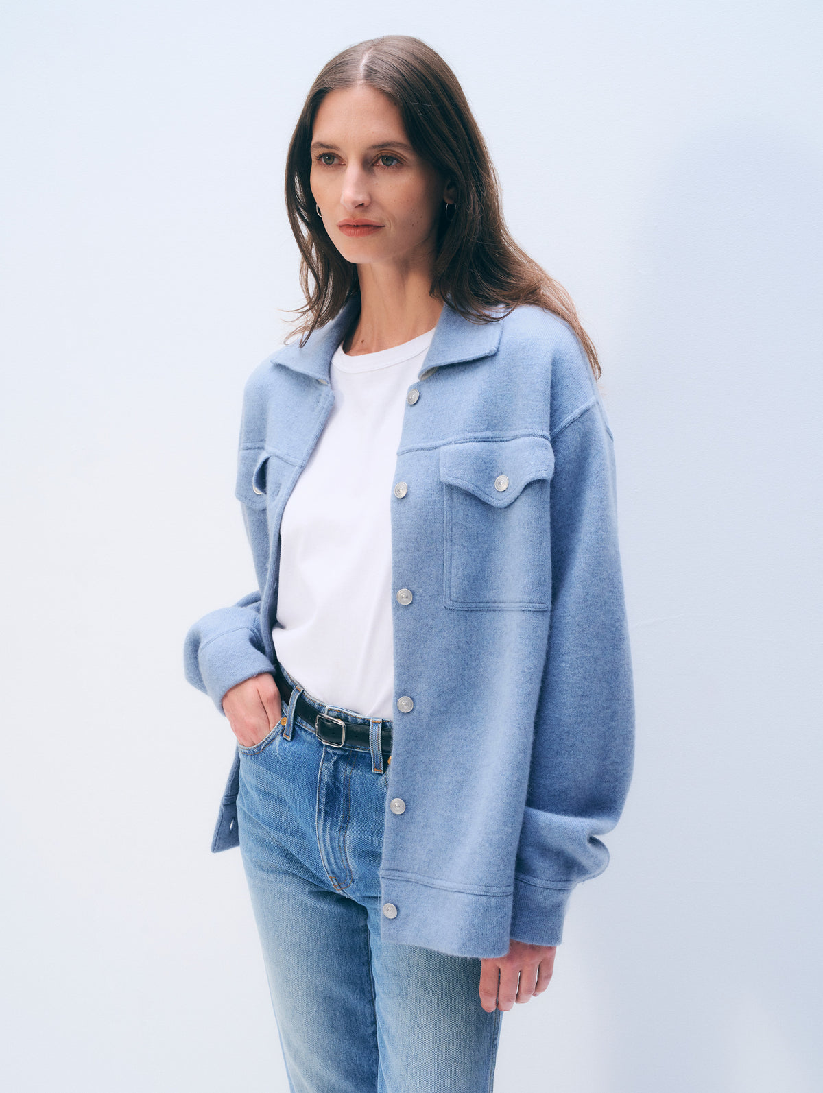 Cashmere Blend Chore Jacket | Soft Indigo