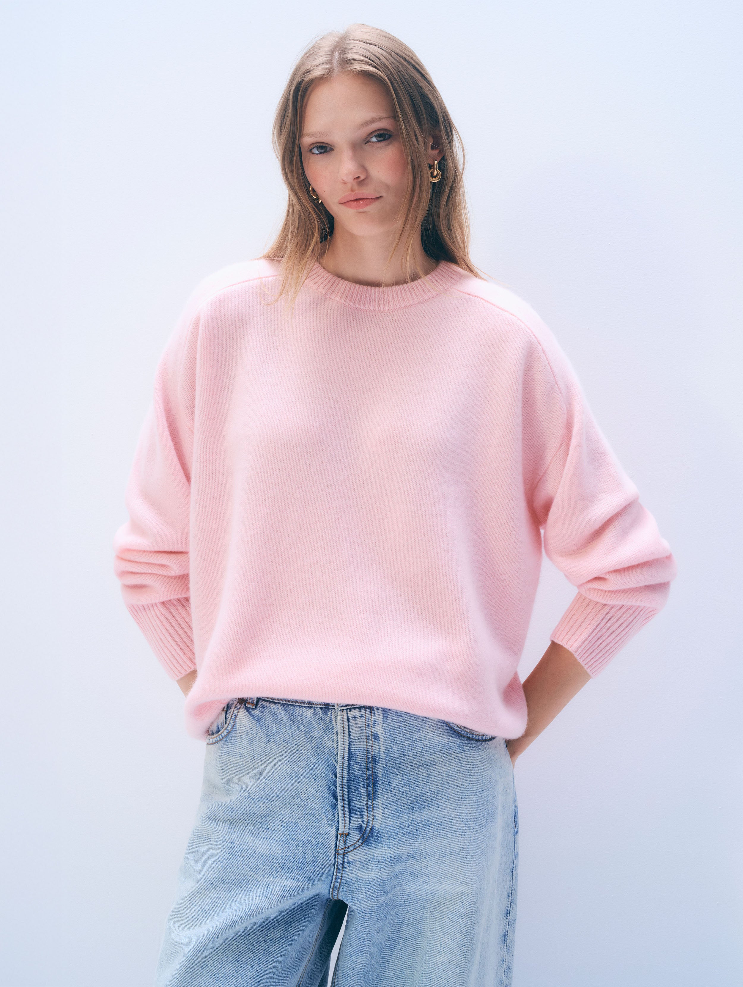 Cashmere Oversized Saddle Sleeve Crewneck
