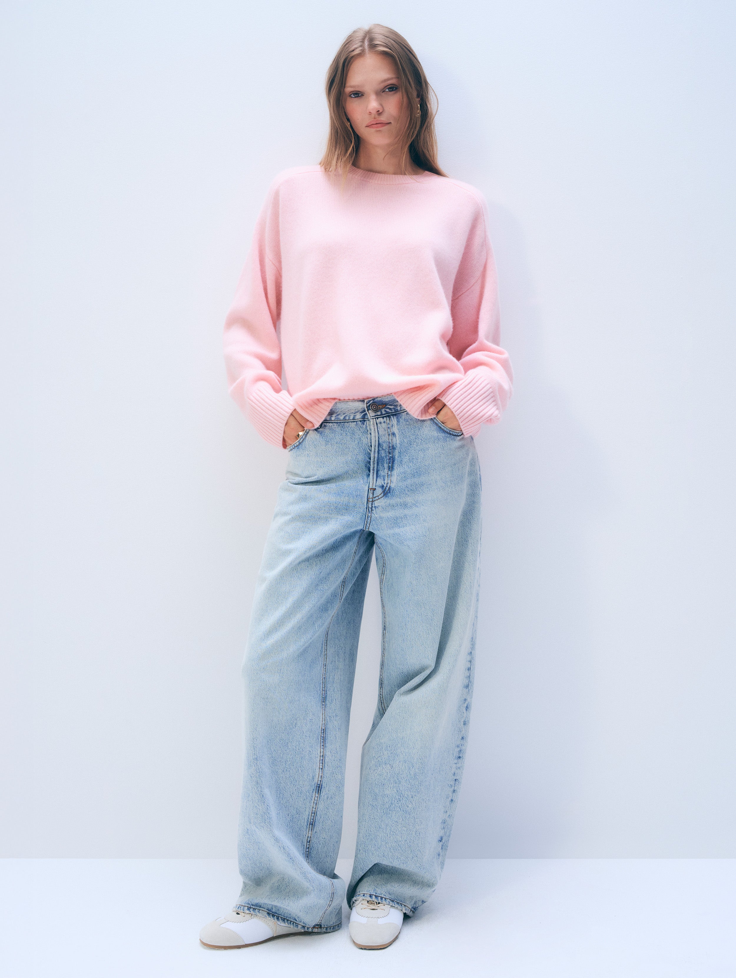 Cashmere Oversized Saddle Sleeve Crewneck