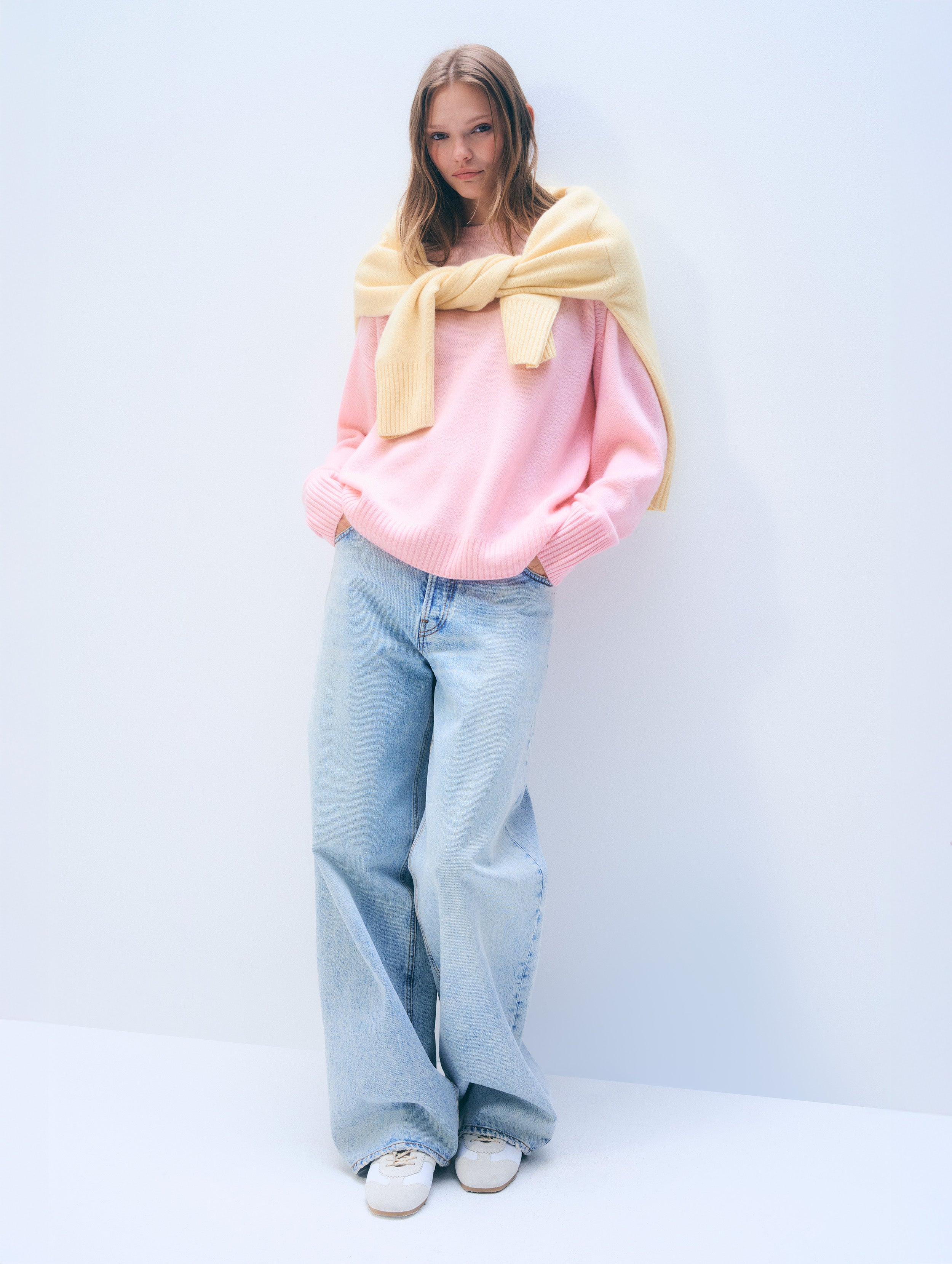 Cashmere Oversized Saddle Sleeve Crewneck