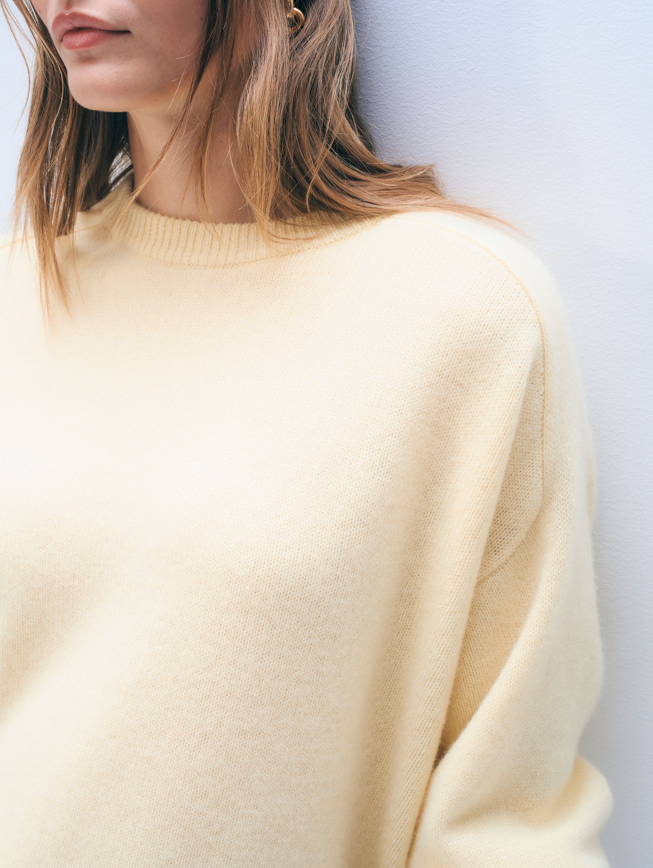 Cashmere Oversized Saddle Sleeve Crewneck | Lemonade