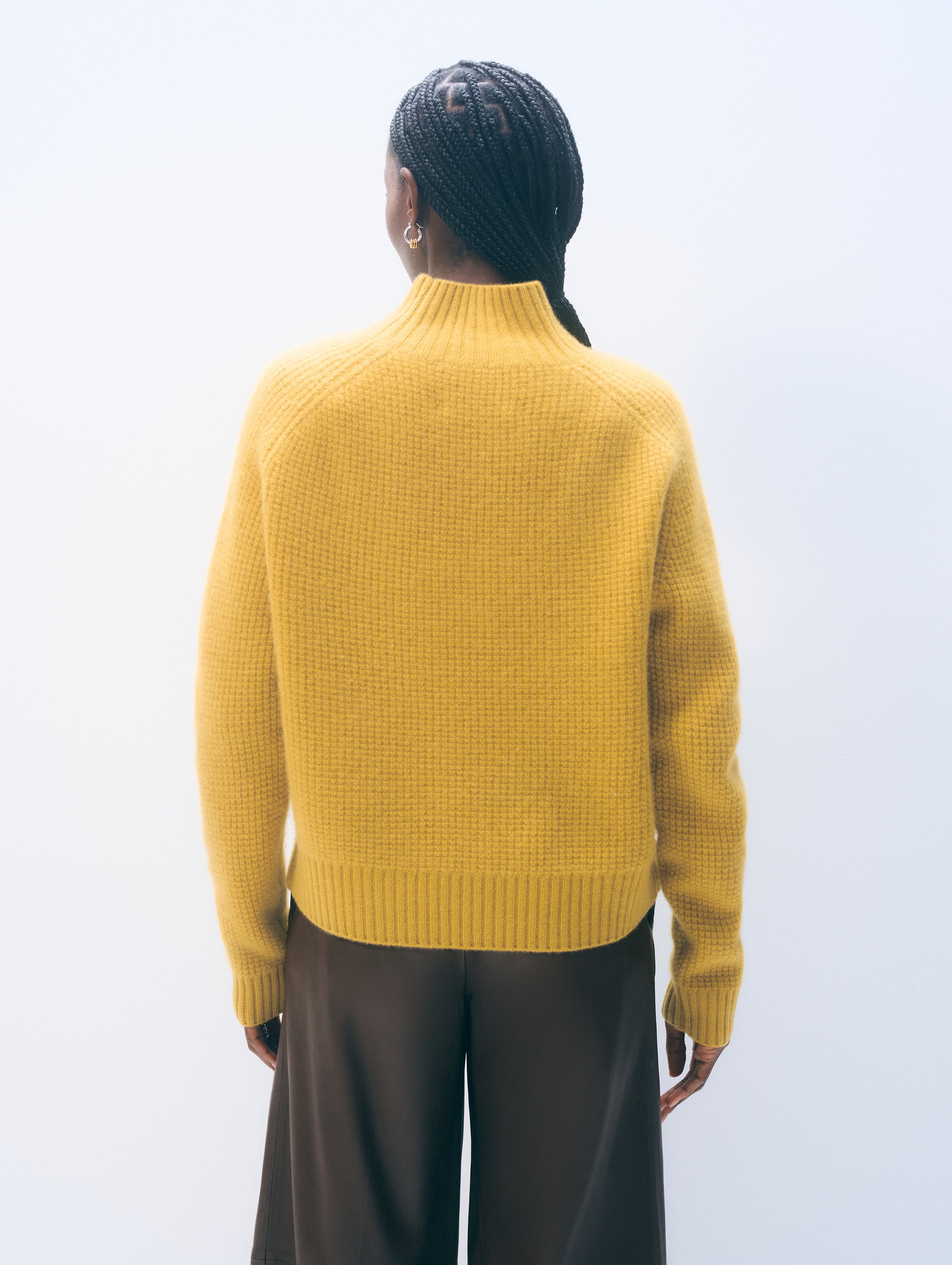 Cashmere Luxe Waffle Standneck | Chartreuse Yellow