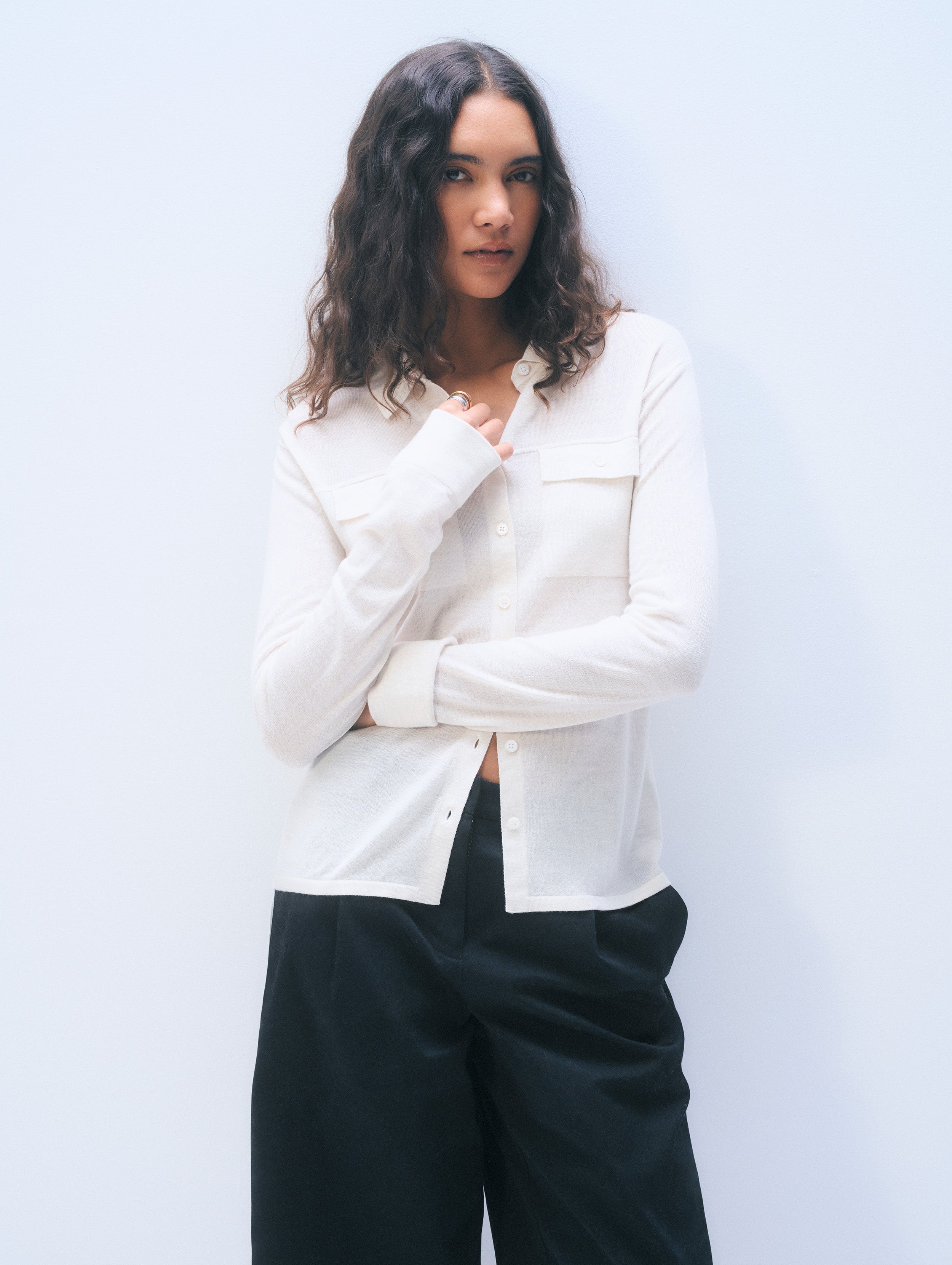 Superfine Merino Wool Shirt | Ivory