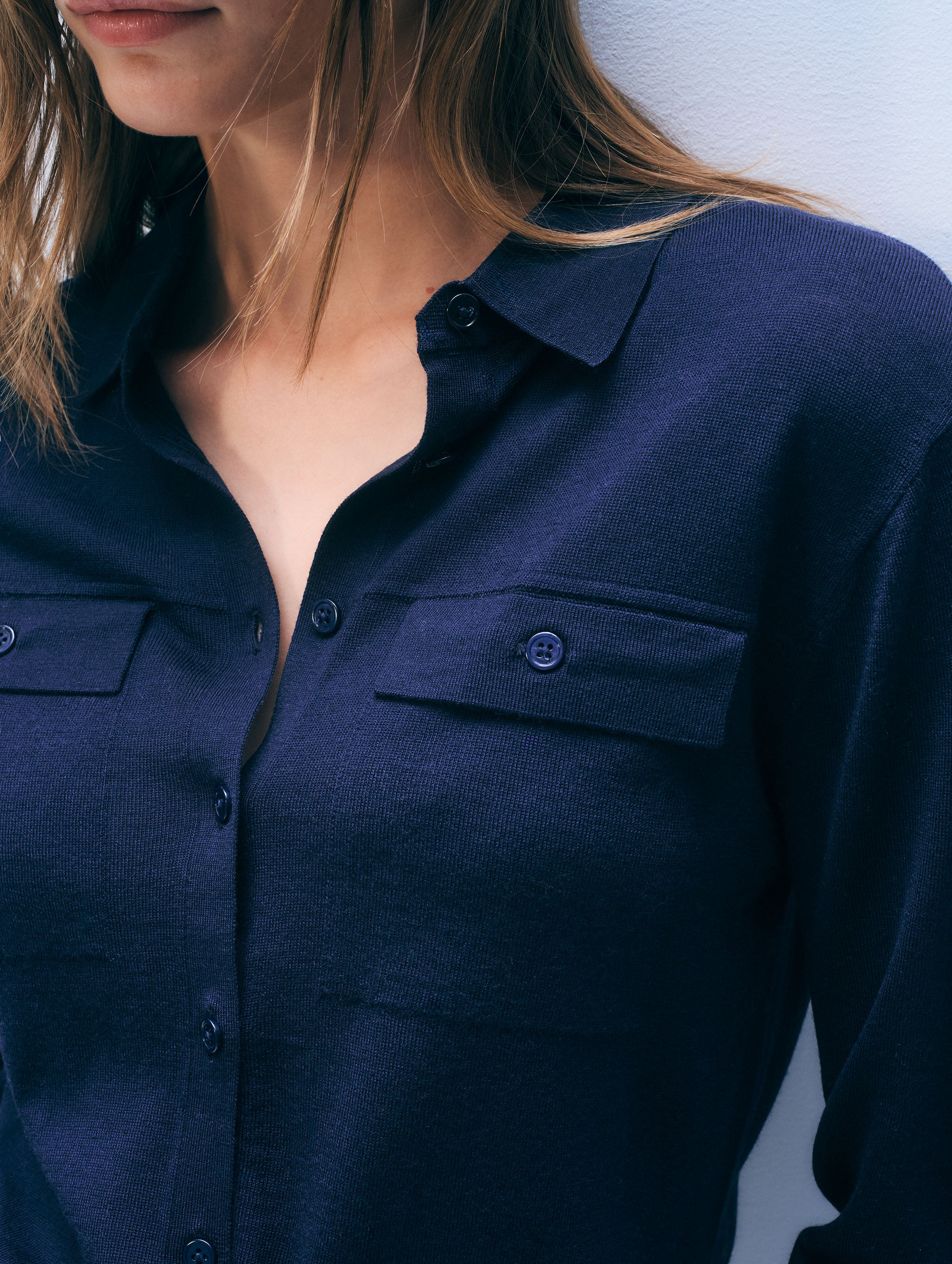 Superfine Merino Wool Shirt | Navy