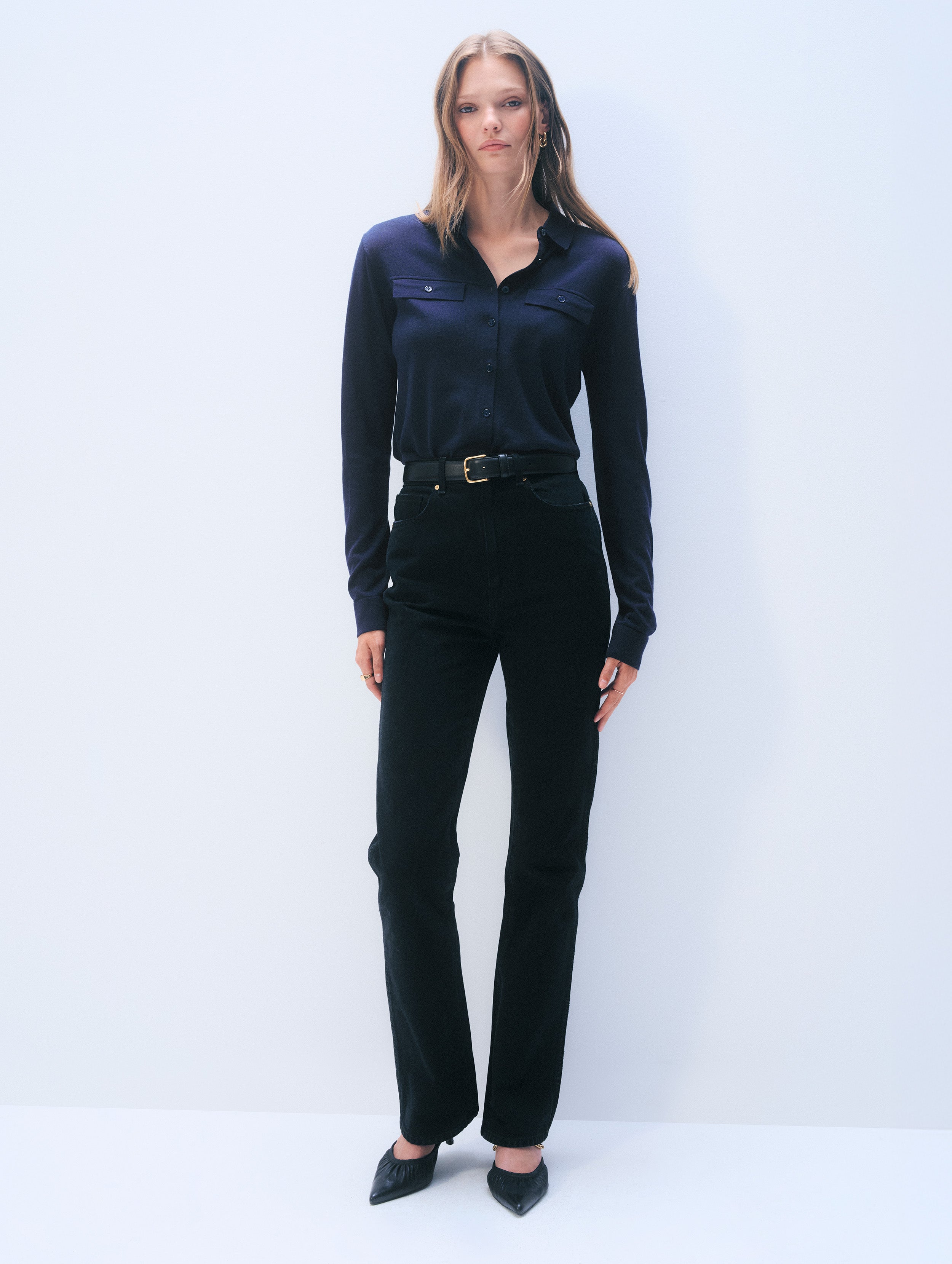 Superfine Merino Wool Shirt | Navy
