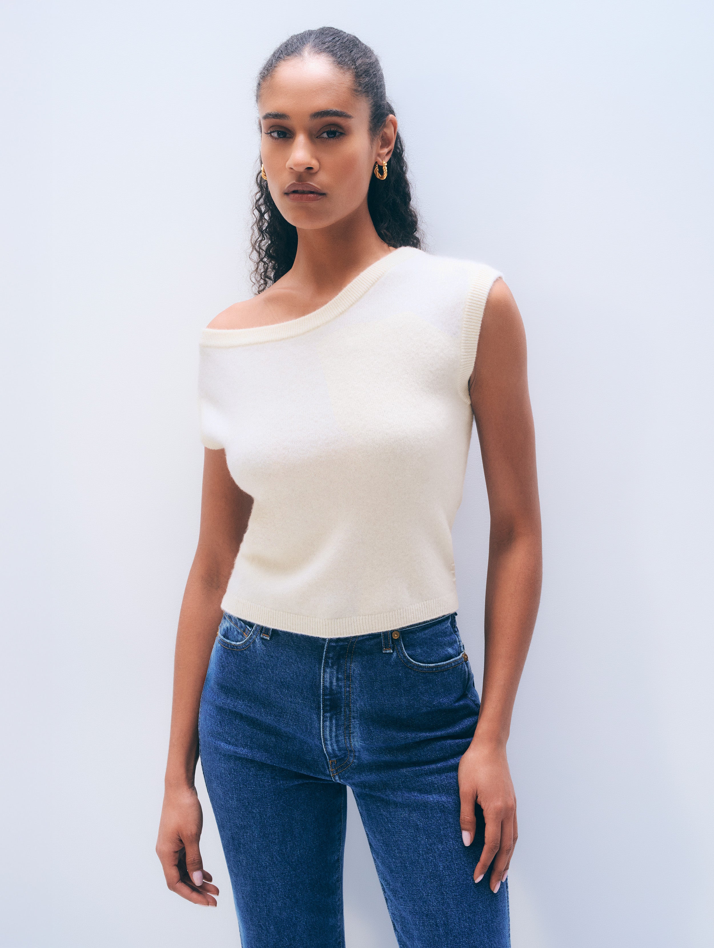 Cashmere Off Shoulder Top | Soft White