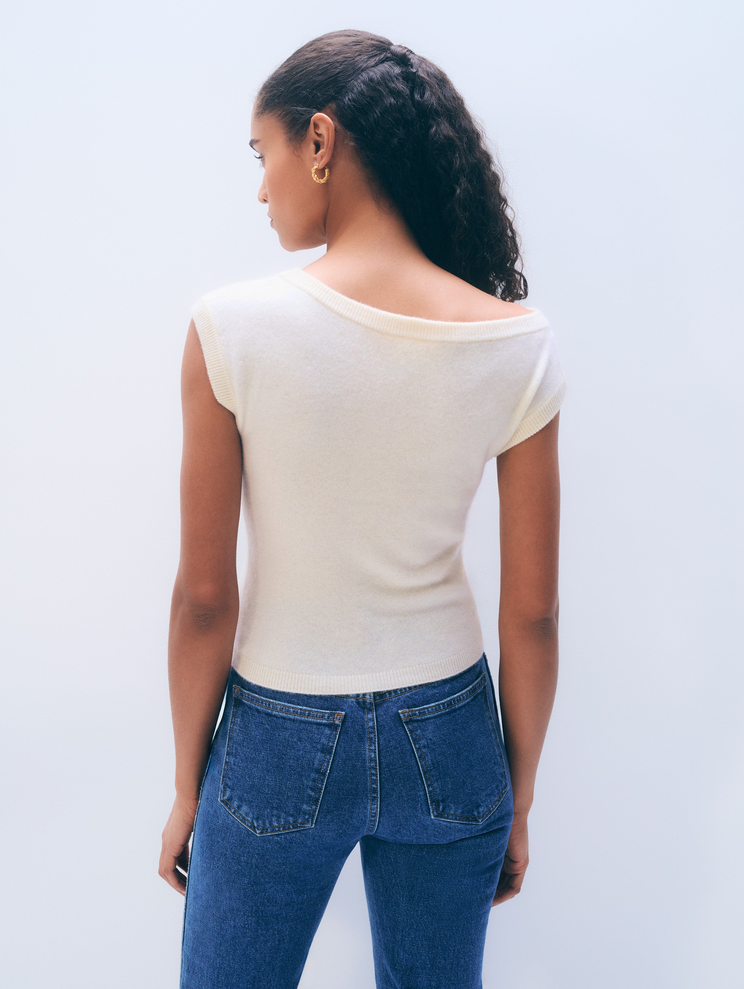 Cashmere Off Shoulder Top | Soft White