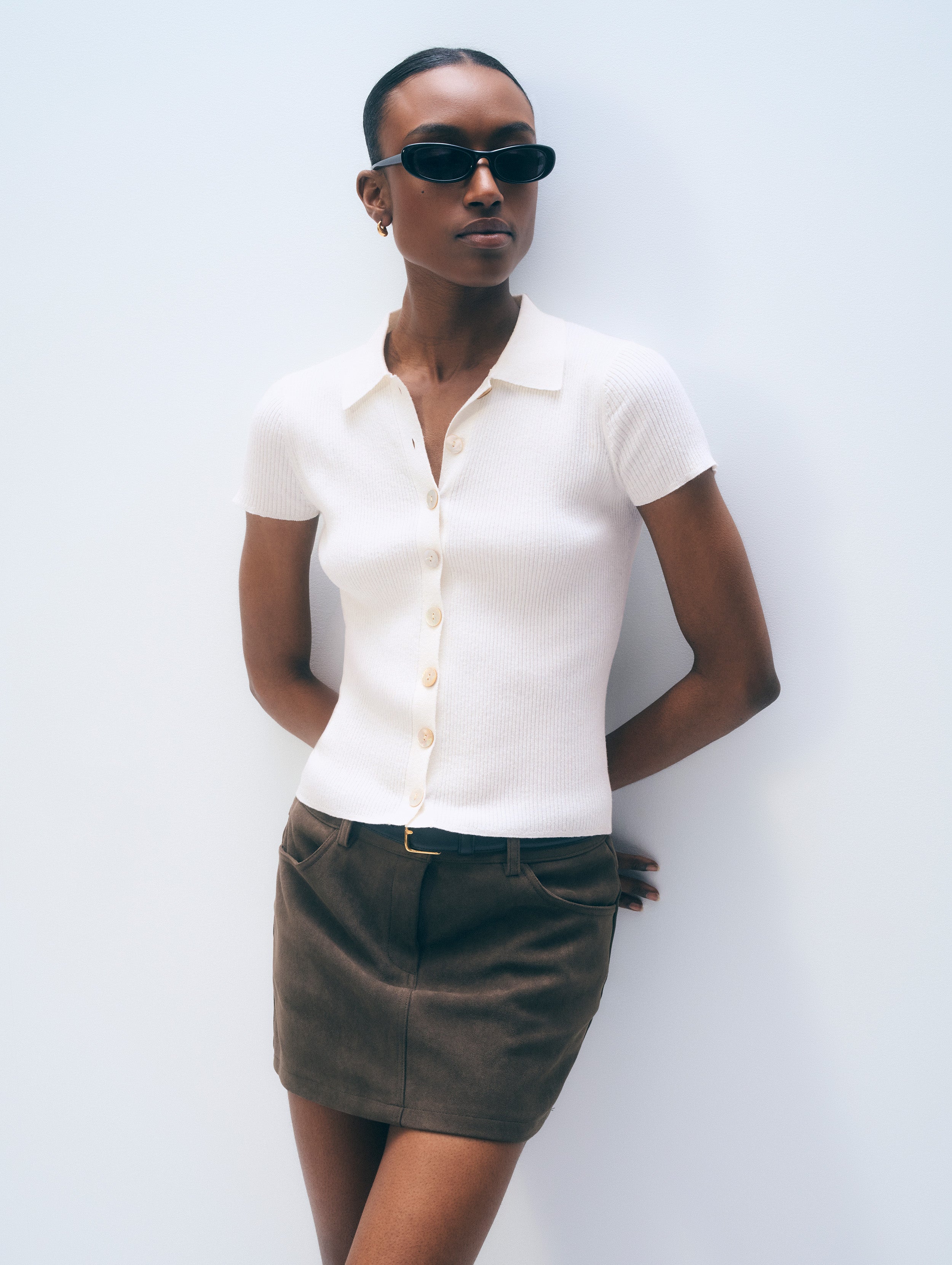 Linen Blend Top | White
