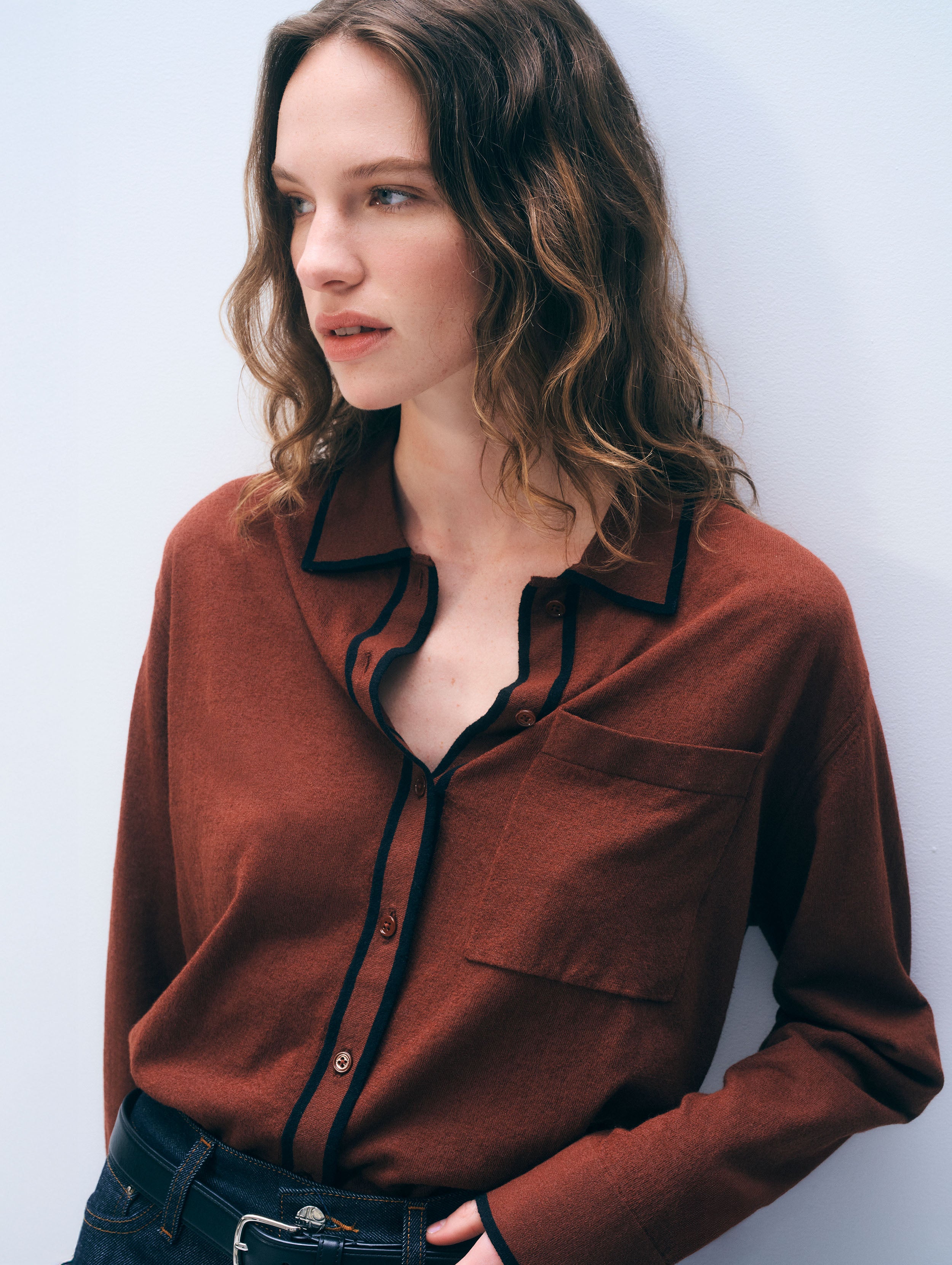 Linen Blend Shirt | Redwood Brown