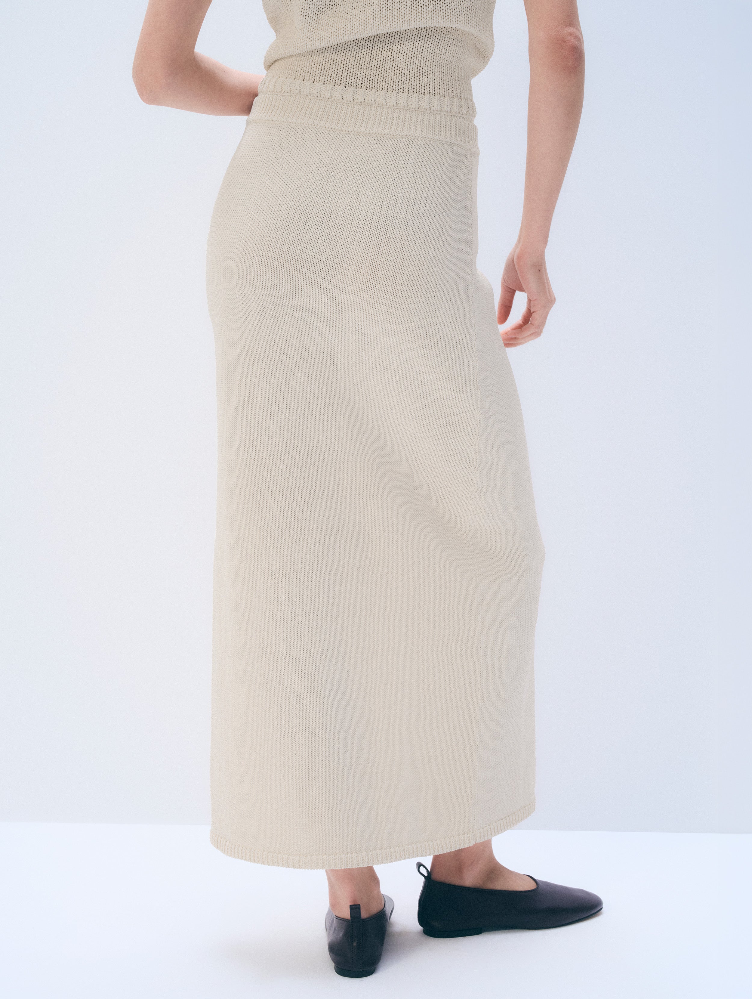 Luxe Cotton Midi Skirt | Ecru
