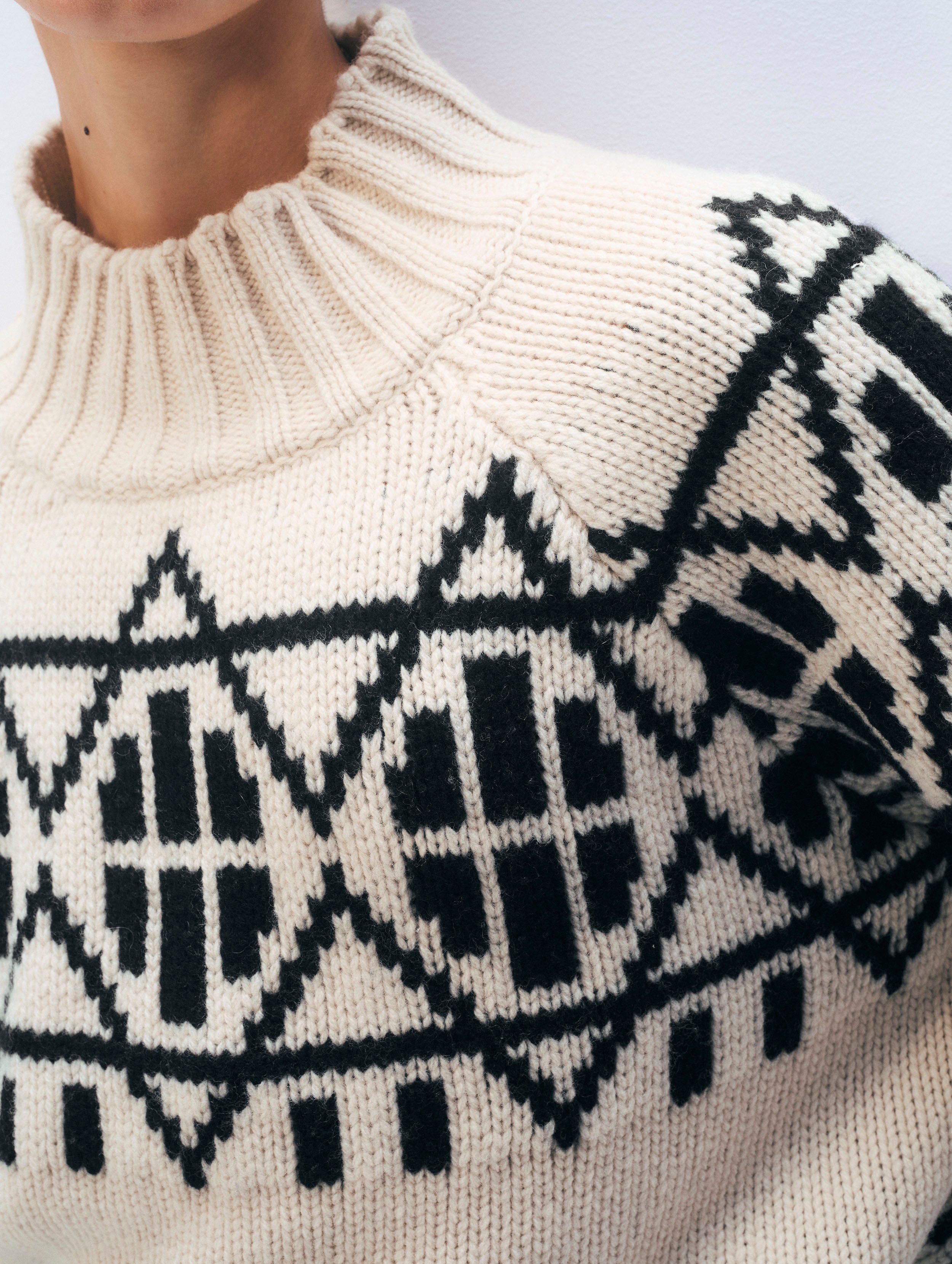 Merino Fair Isle Standneck | Ivory Combo