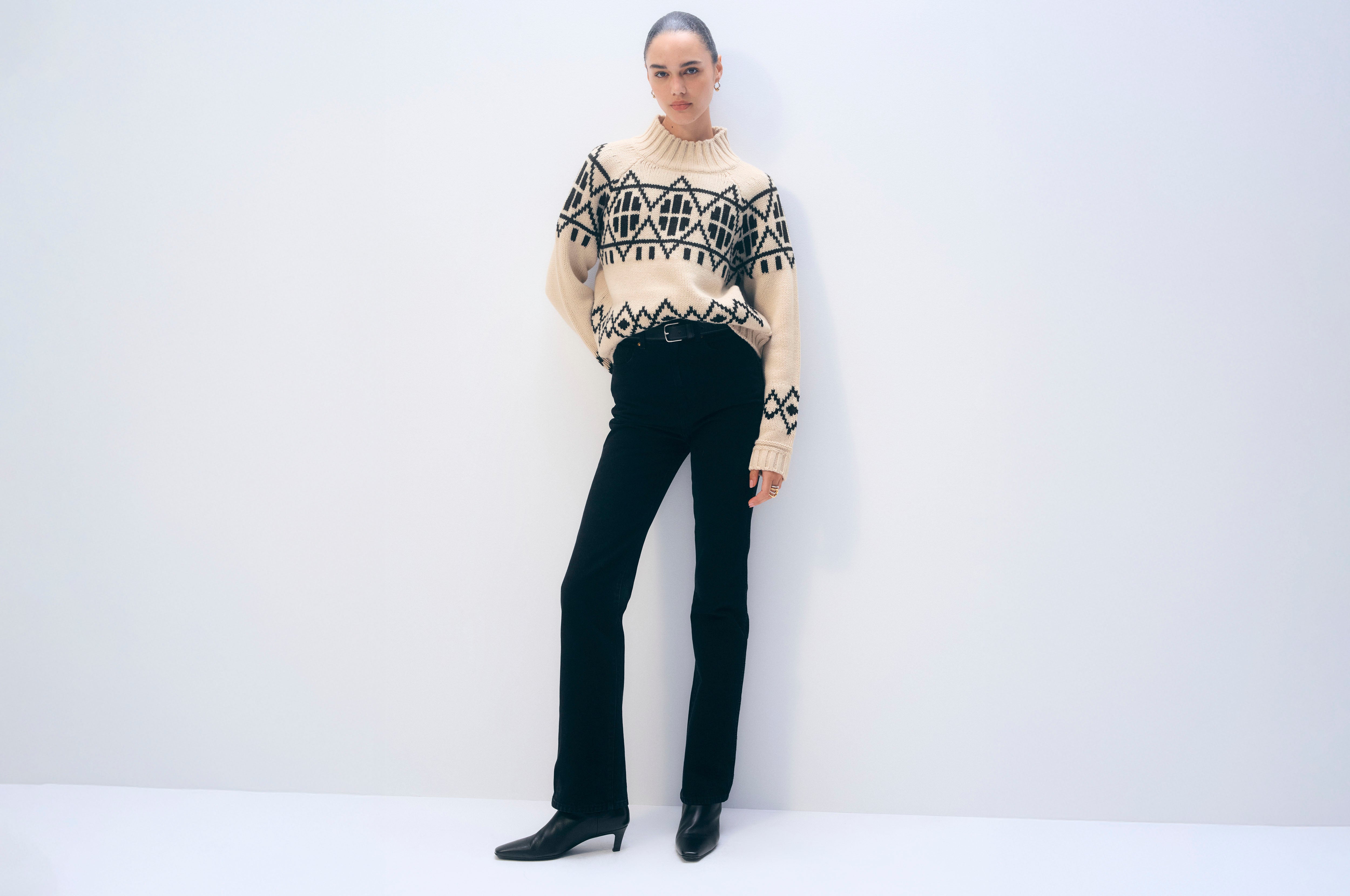 Merino Fair Isle Standneck | Ivory Combo