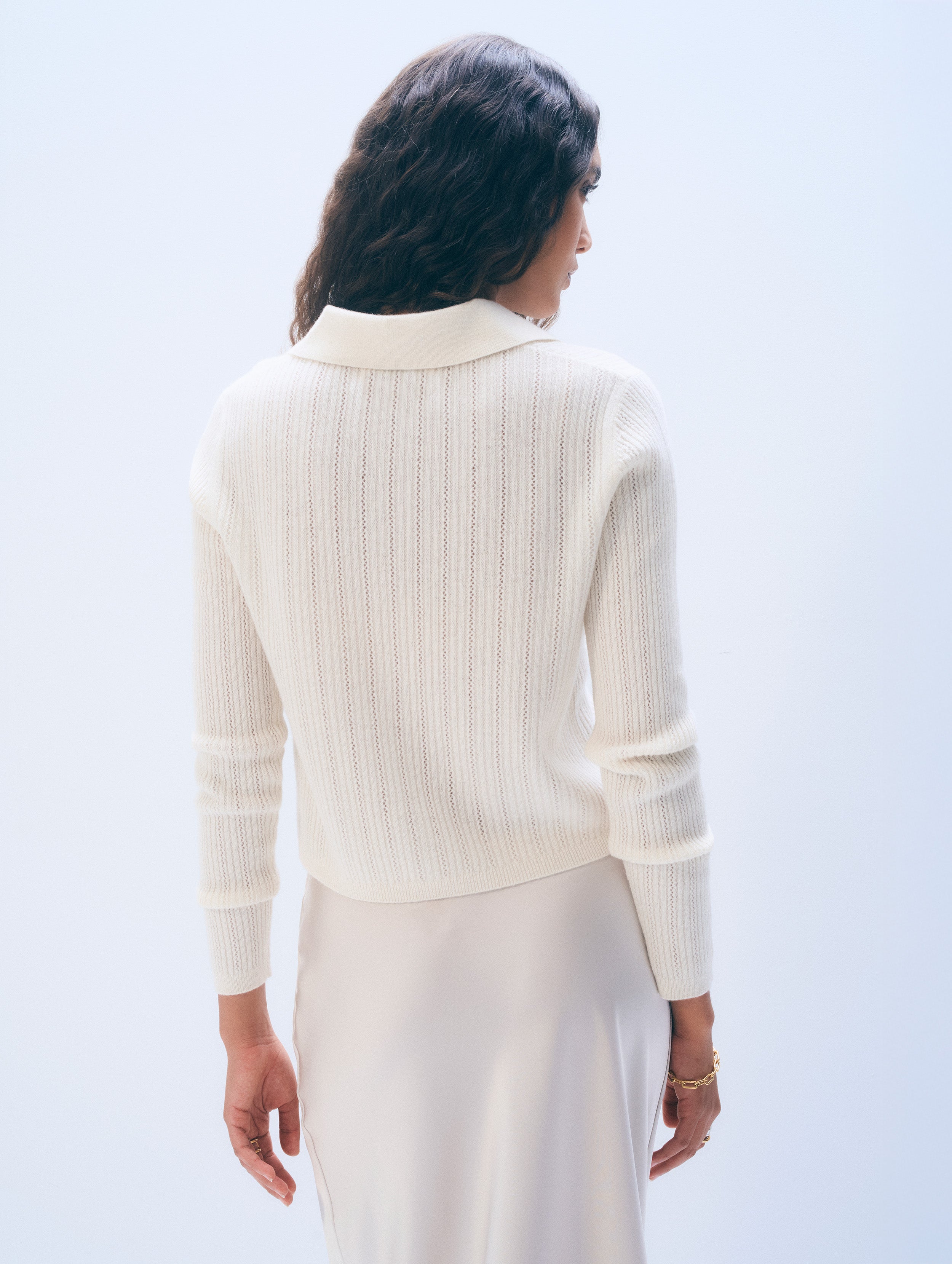 Cashmere Pointelle Shirt | Soft White