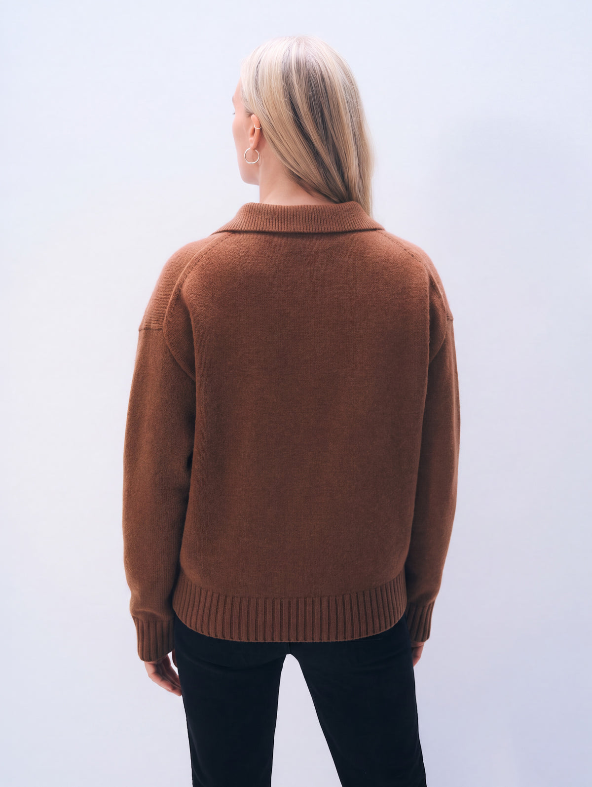 Cashmere Blend Horse Zip-Up | Umber/ Black