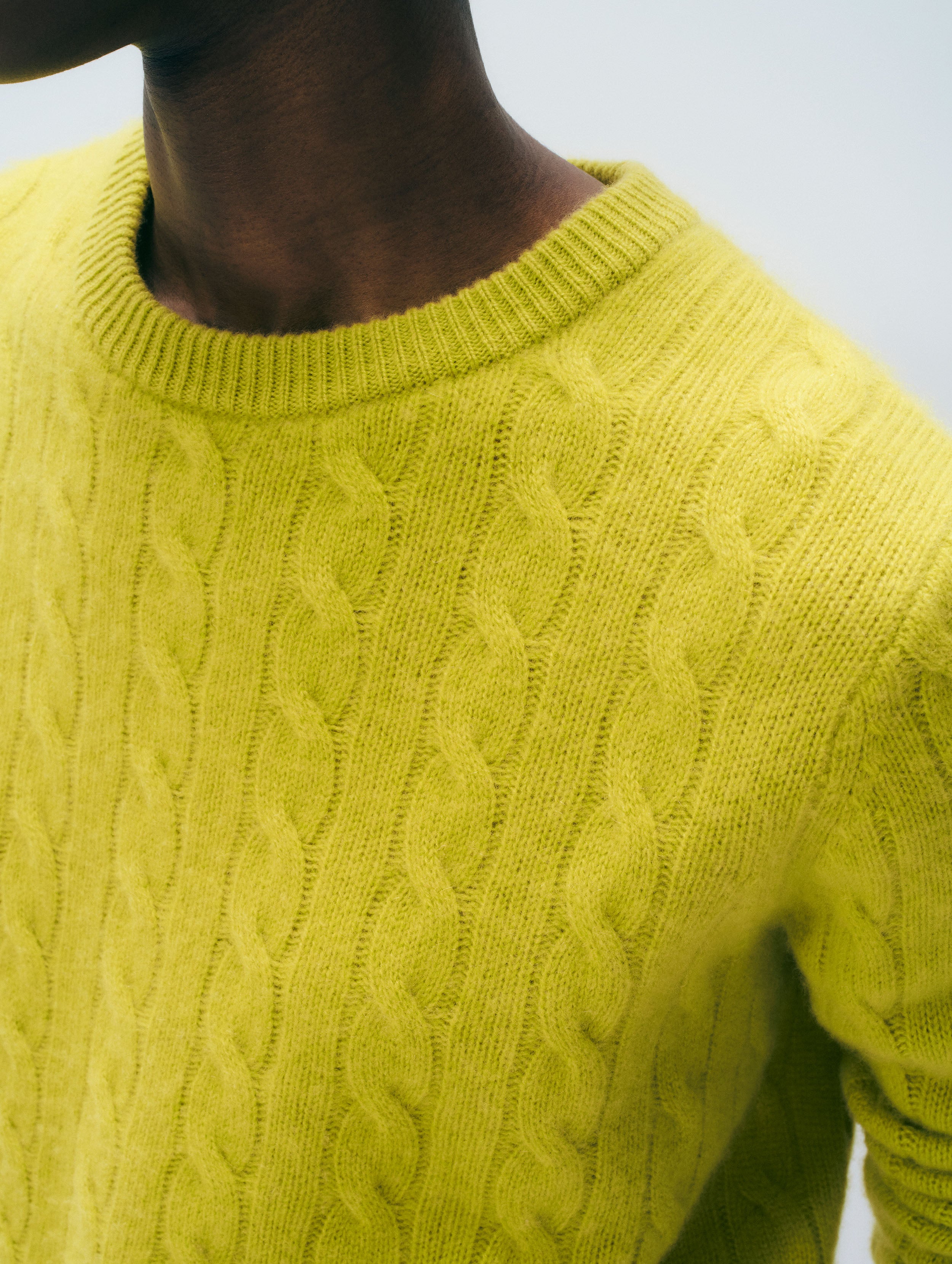 Cashmere Varsity Cable Crewneck | Citronelle