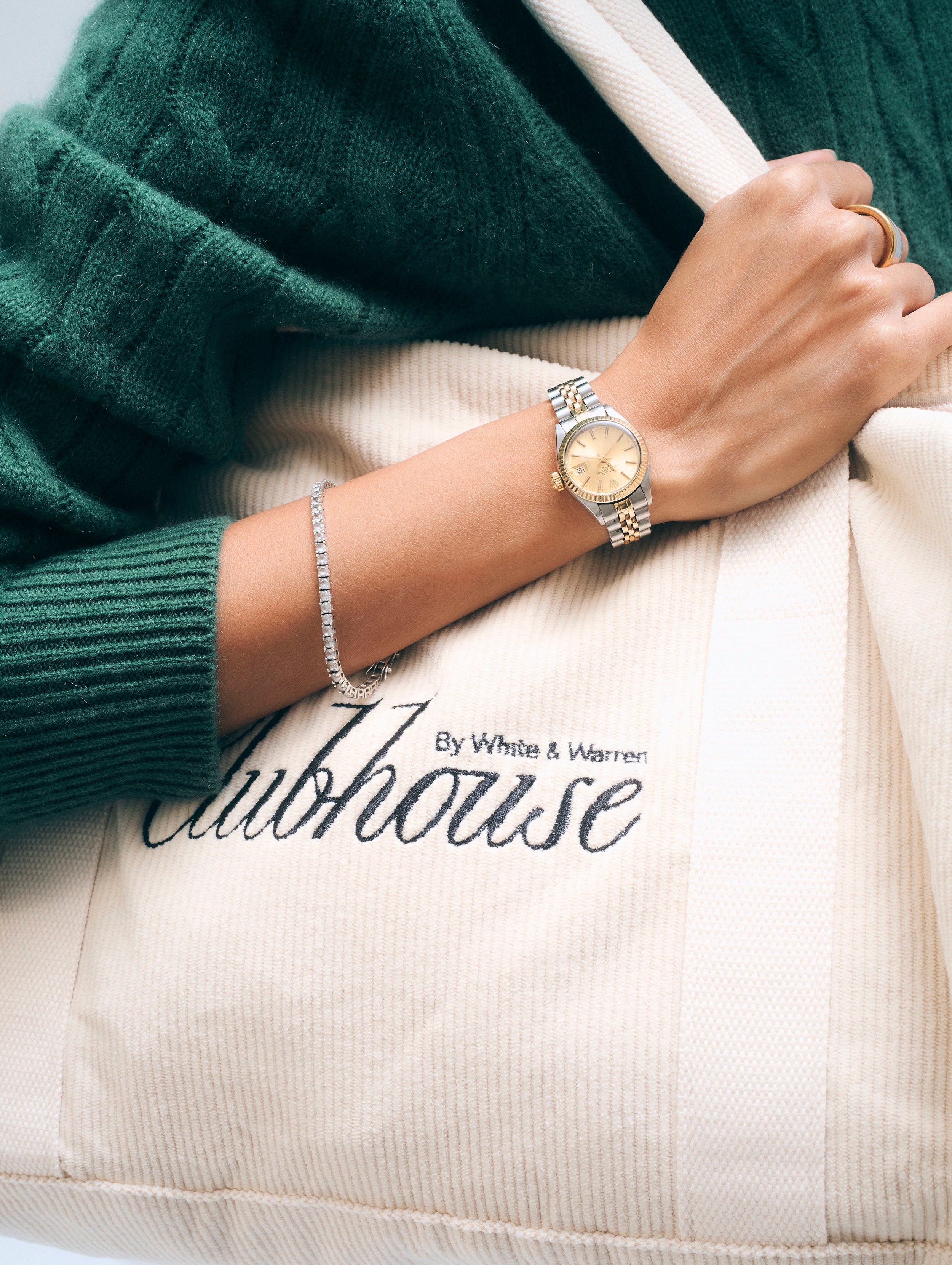 Cashmere Varsity Cable Crewneck
