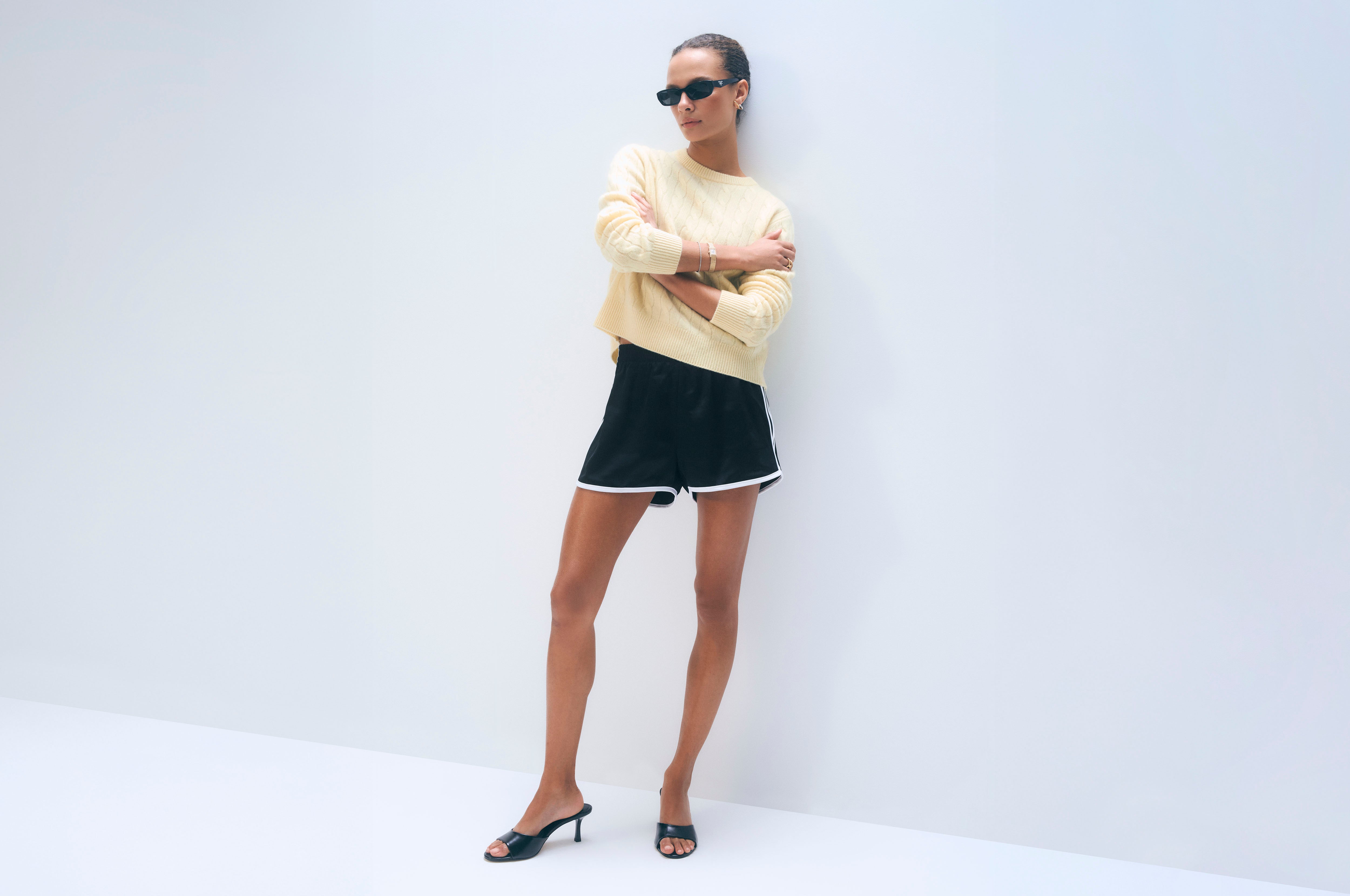 Cashmere Varsity Cable Crewneck | Lemonade