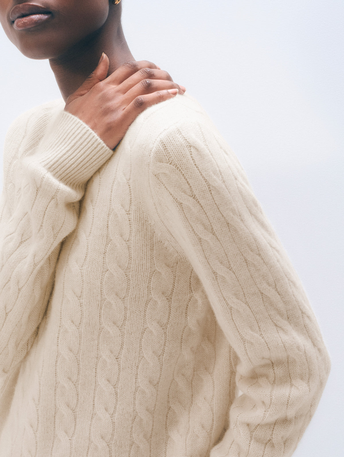 Cable Jacket Color:natural Cashmere Varsity Cable Crewneck | Natural Heather