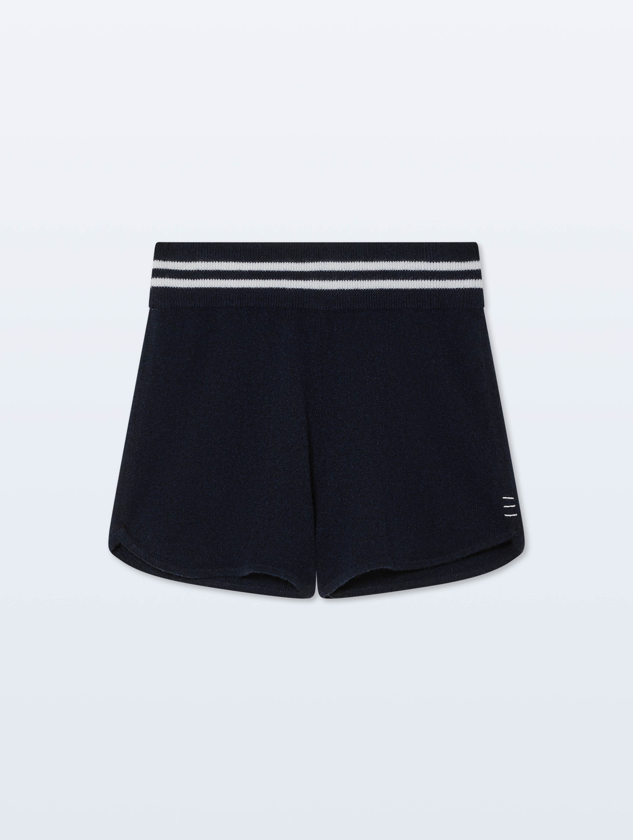 Cashmere Varsity Shorts | Deep Navy/Soft White