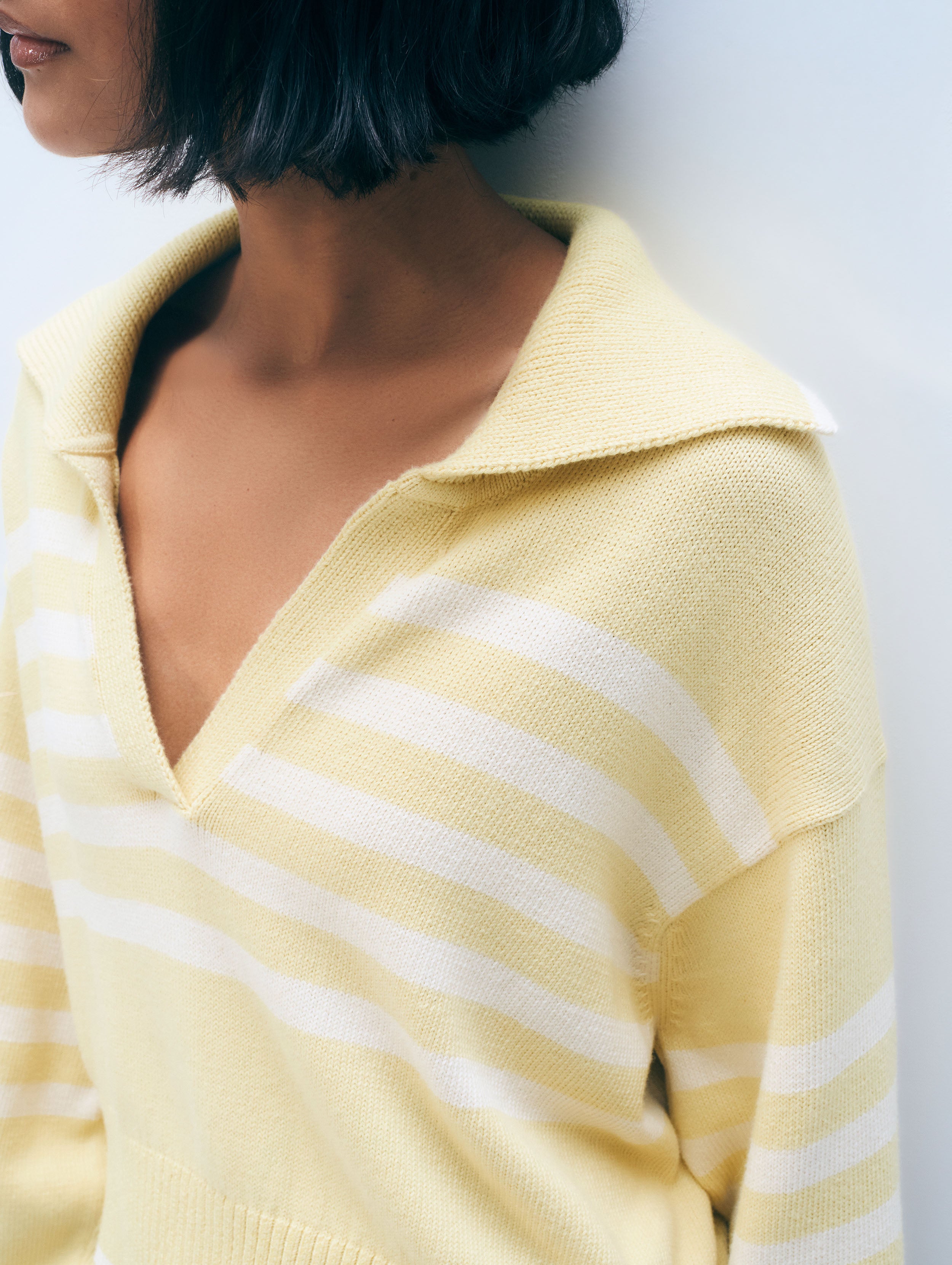 Varsity Cotton Stripe Polo | Pale Marigold/Ivory