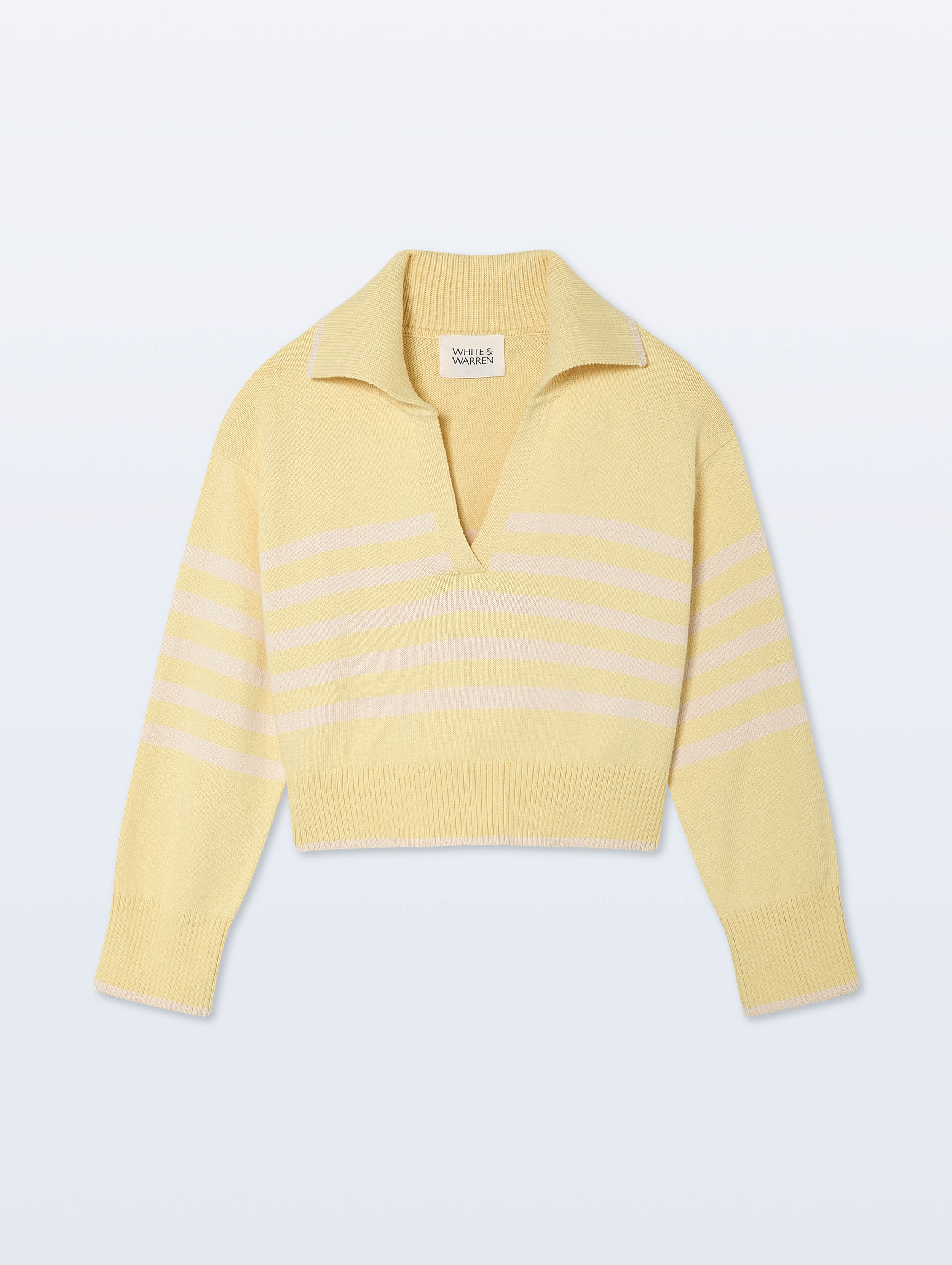 Varsity Cotton Stripe Polo | Pale Marigold/Ivory