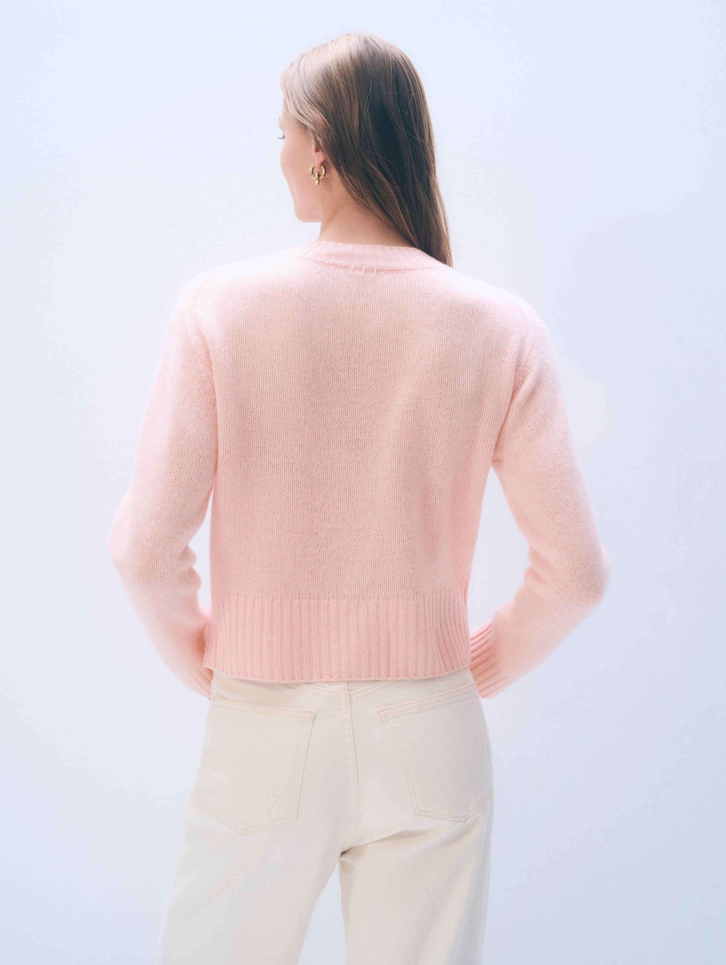 Cashmere Featherweight V-Neck | Clay Pink