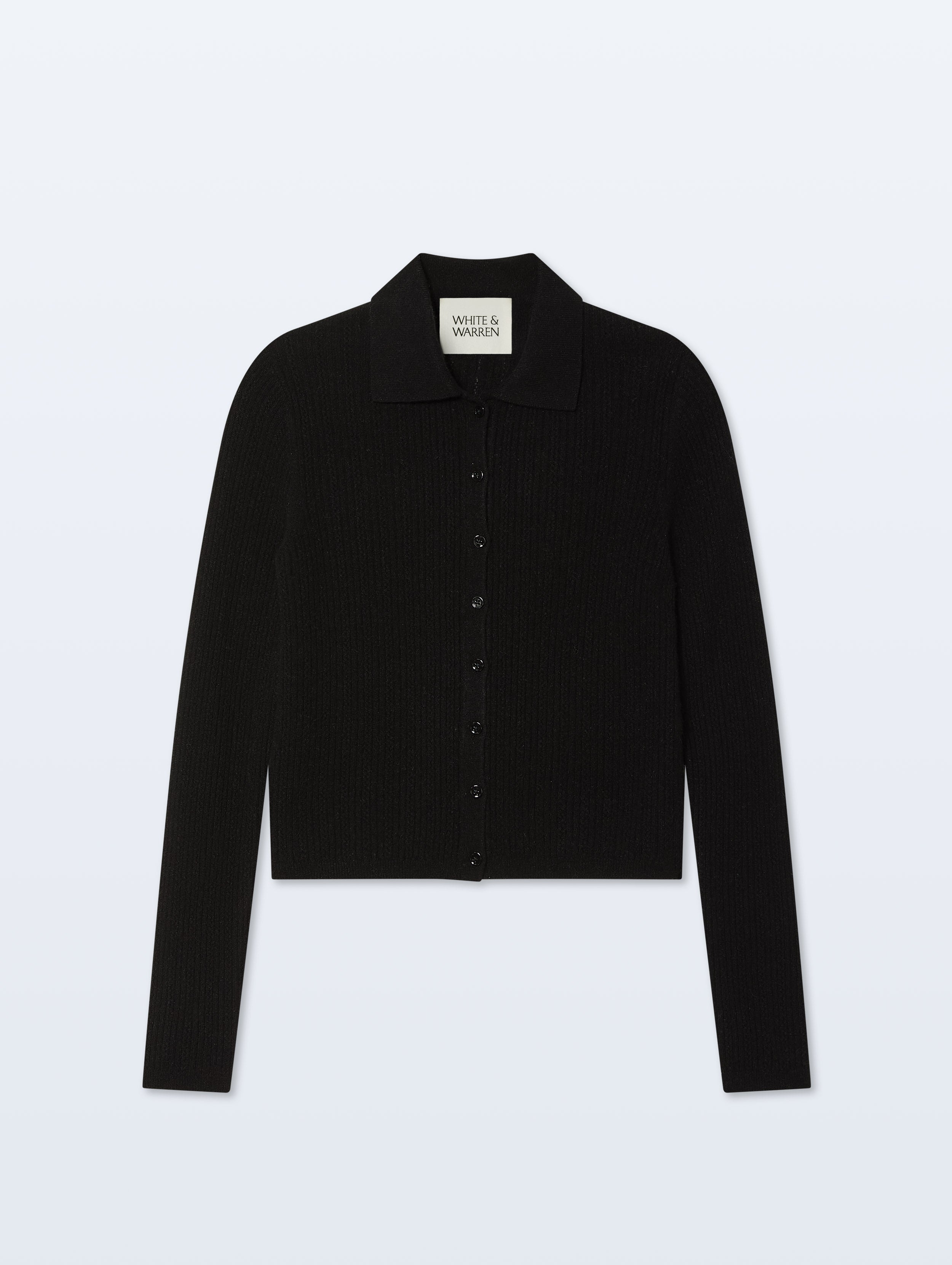 Cashmere Collared Pointelle Shirt | Black