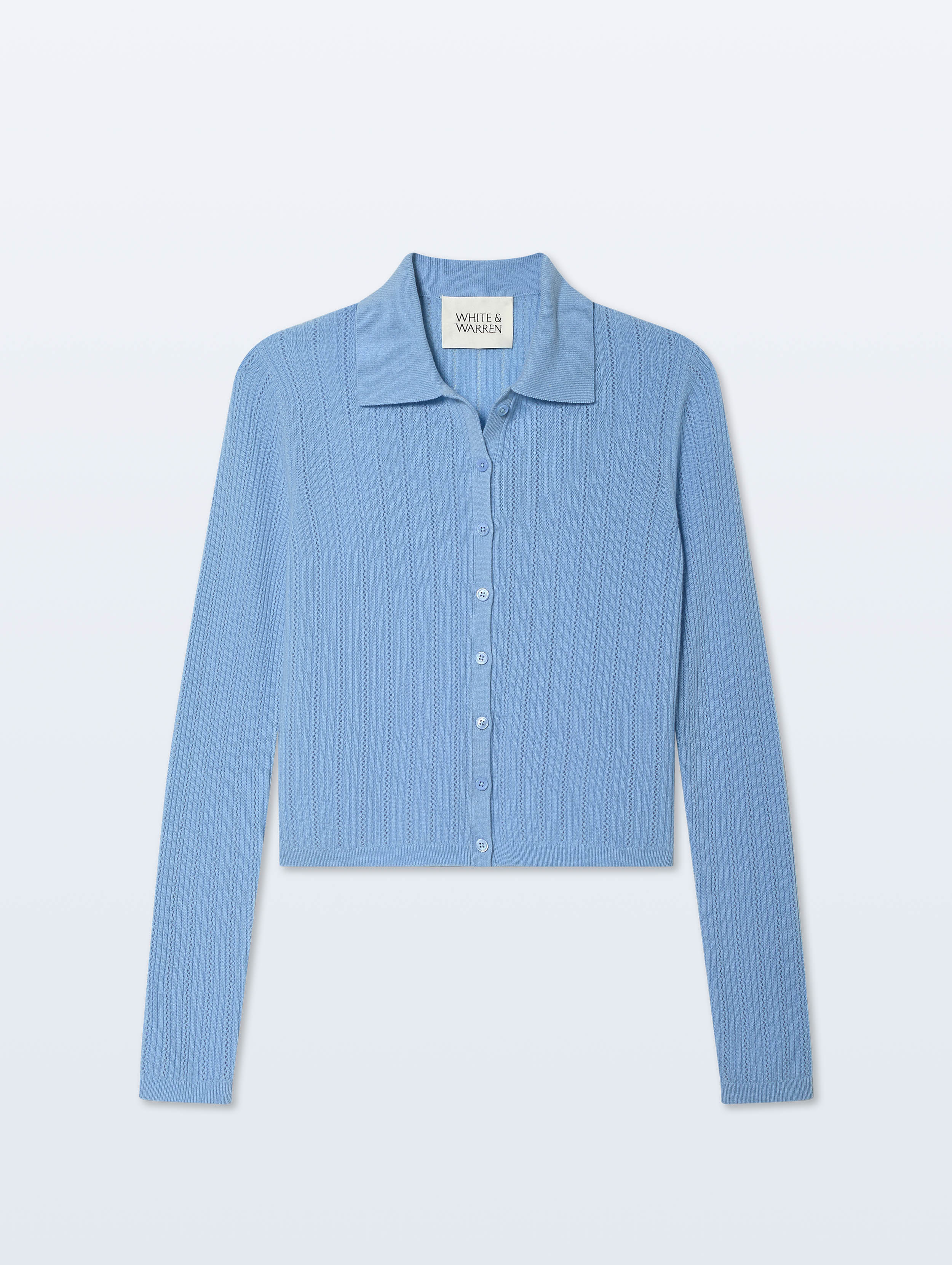 Cashmere Collared Pointelle Shirt | Blue Vapor