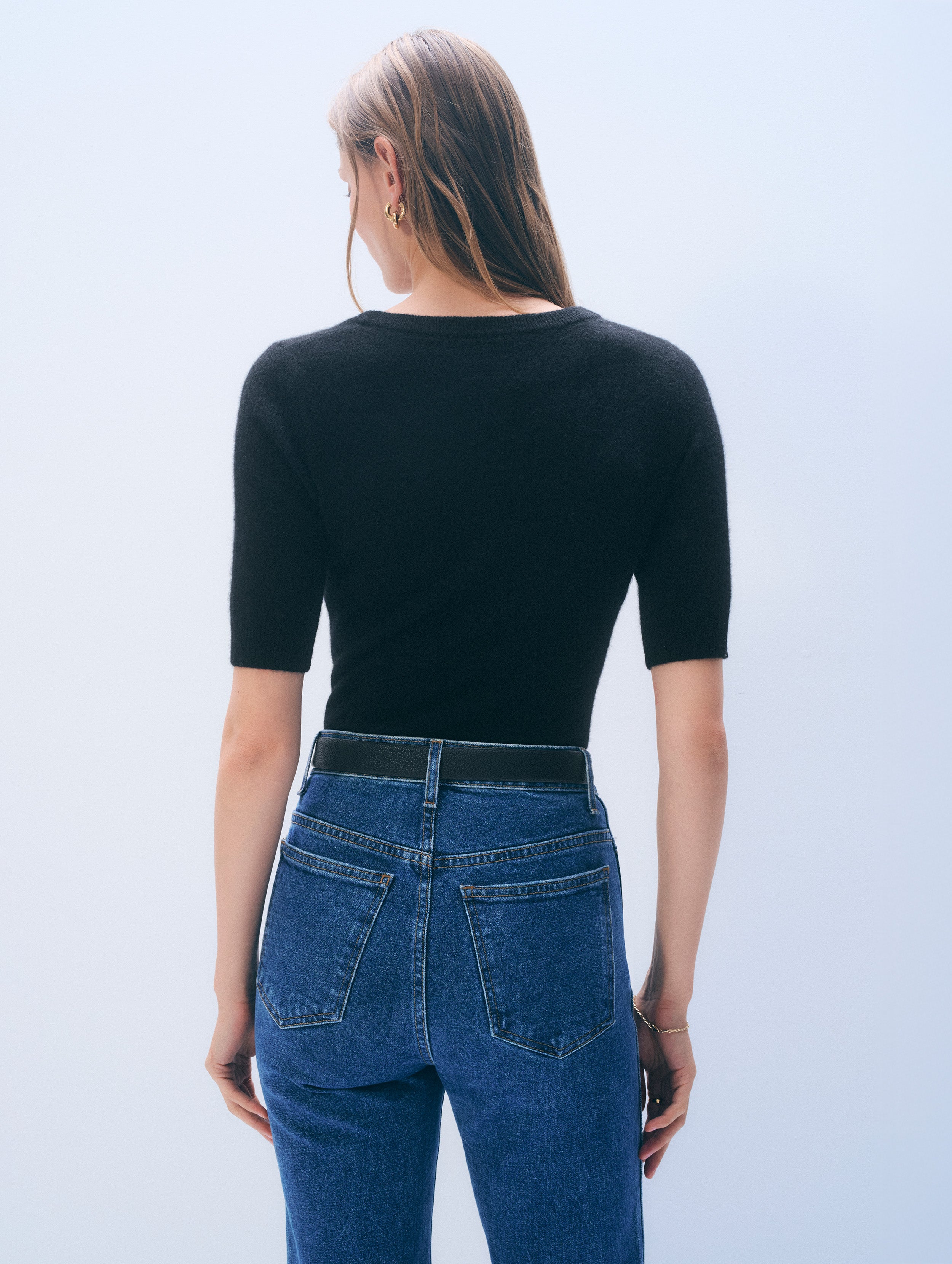 Cashmere Scoop Neck Top | Black