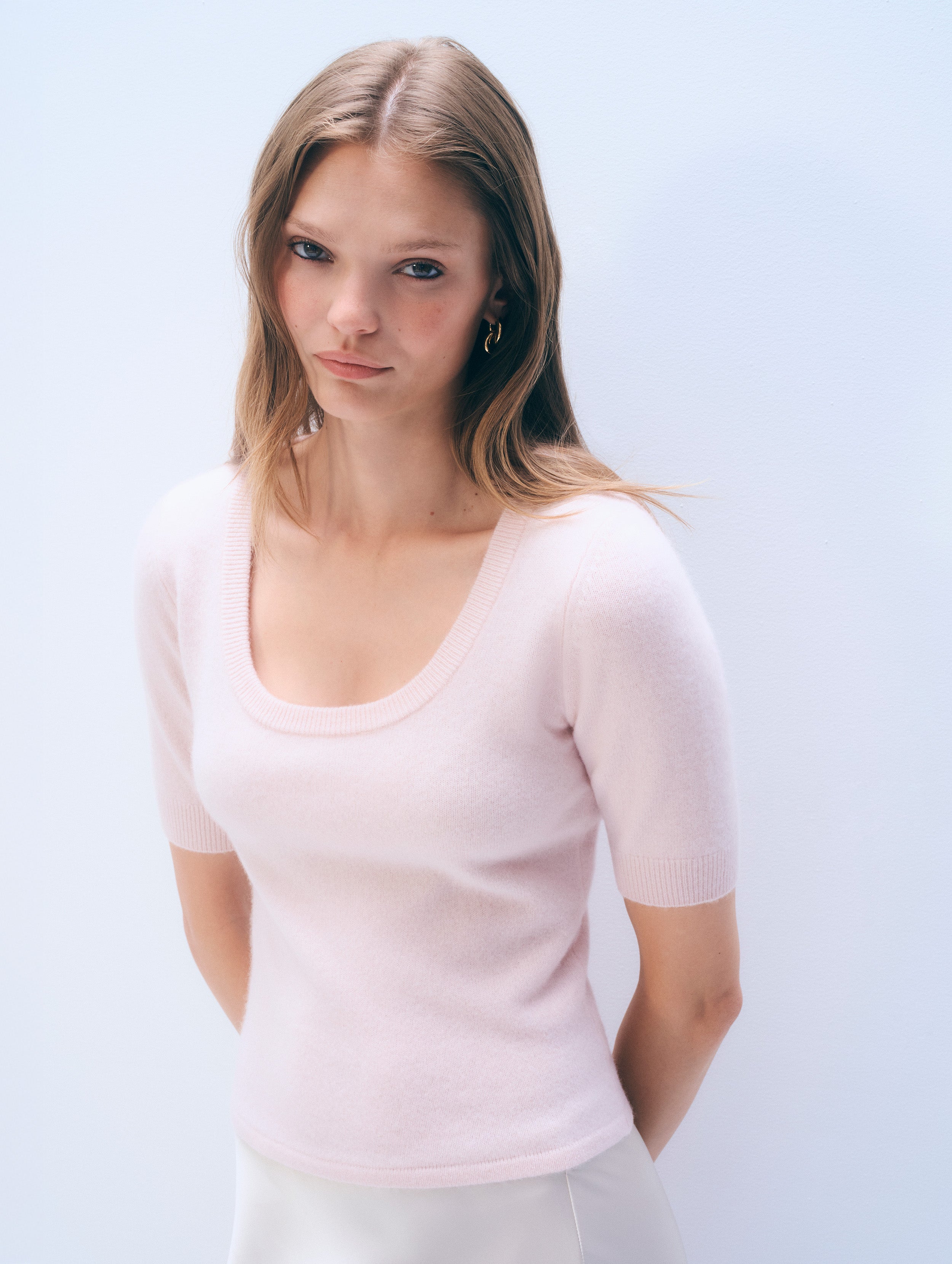 Cashmere Scoop Neck Top | Pink Sand