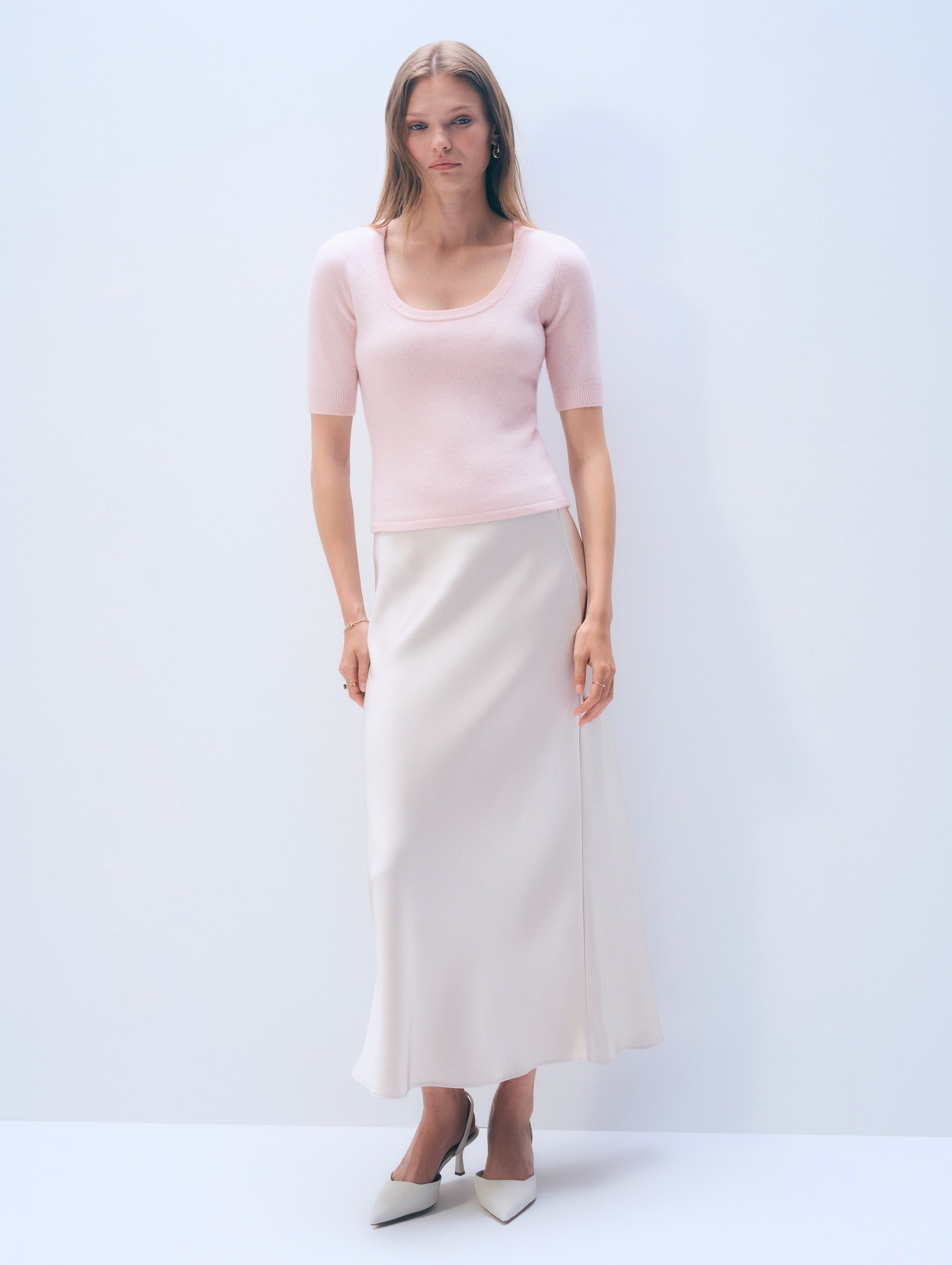 Cashmere Scoop Neck Top | Pink Sand