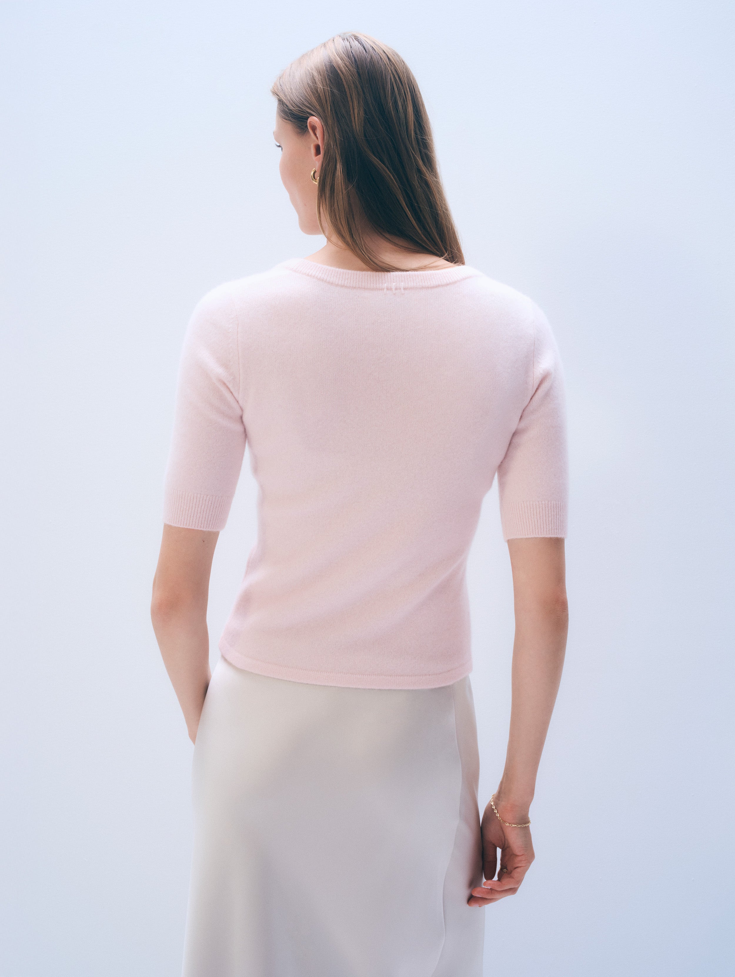 Cashmere Scoop Neck Top | Pink Sand