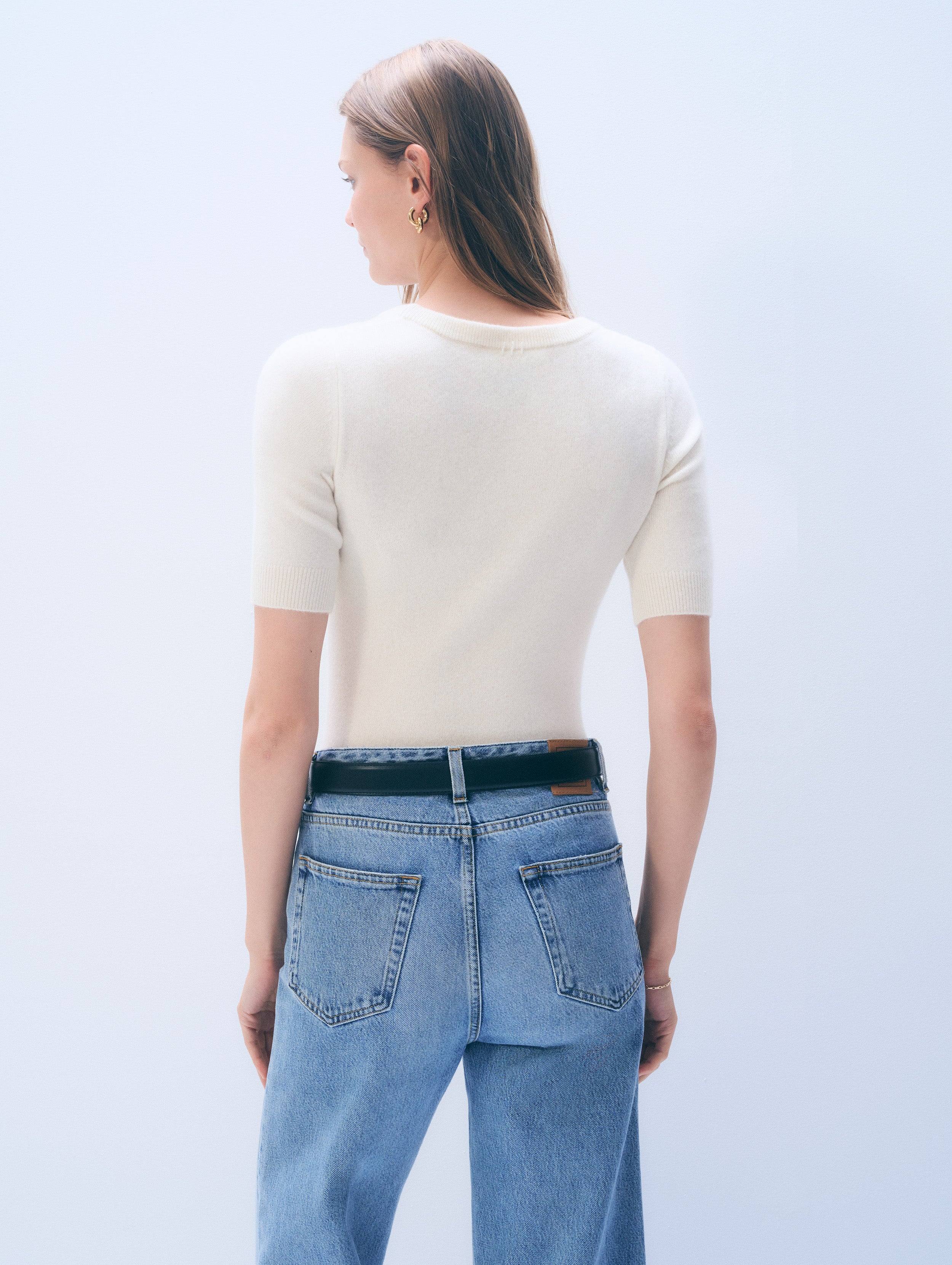 Cashmere Scoop Neck Top | Soft White