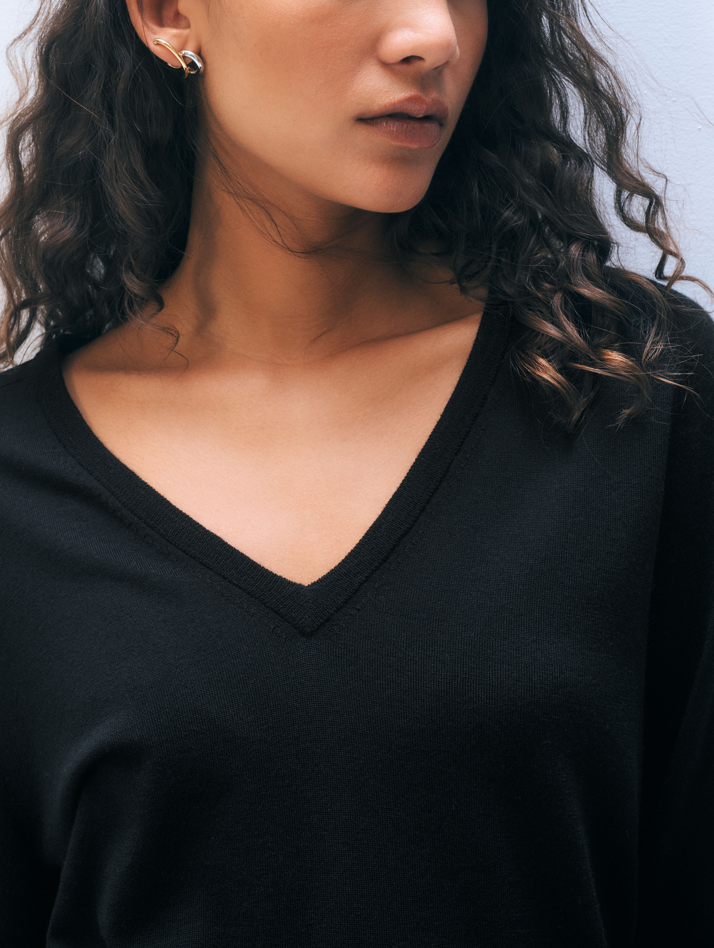 Superfine Merino Wool V-Neck | Black