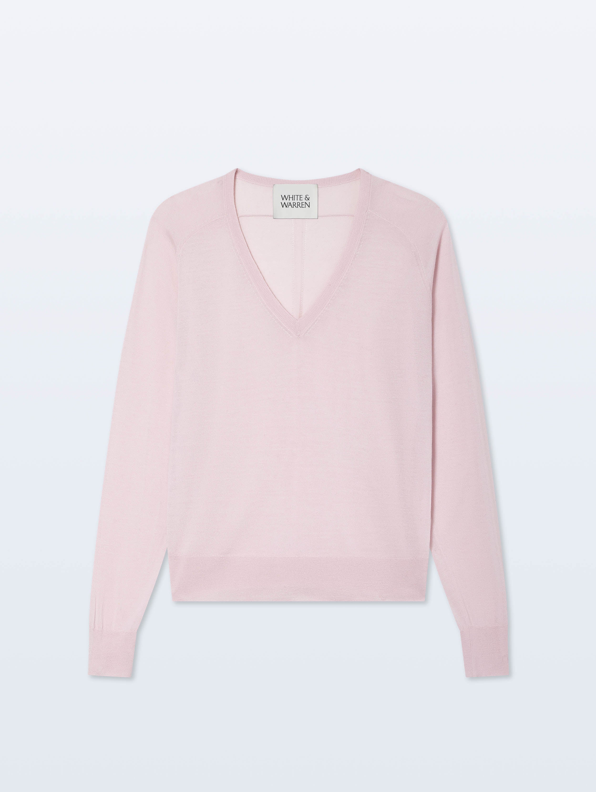Superfine Merino Wool V-Neck | Rosewater Pink